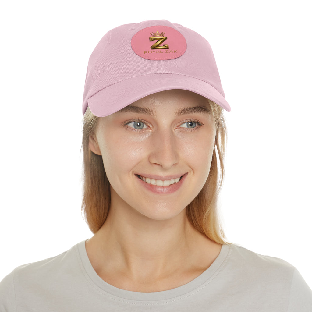 Round Leather Patch Dad Hat — Gold 'Royal Zak' Crown Emblem