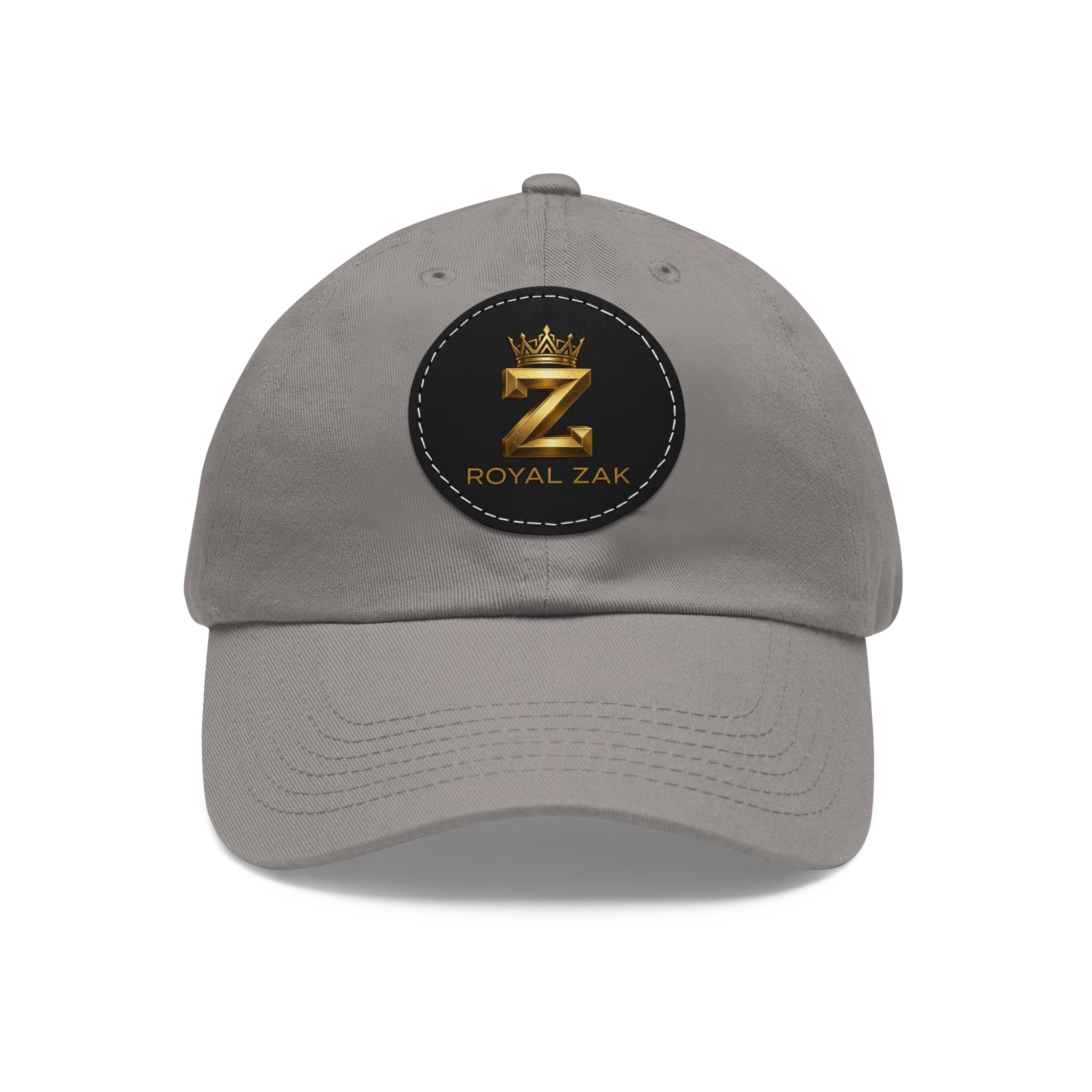 Round Leather Patch Dad Hat — Gold 'Royal Zak' Crown Emblem