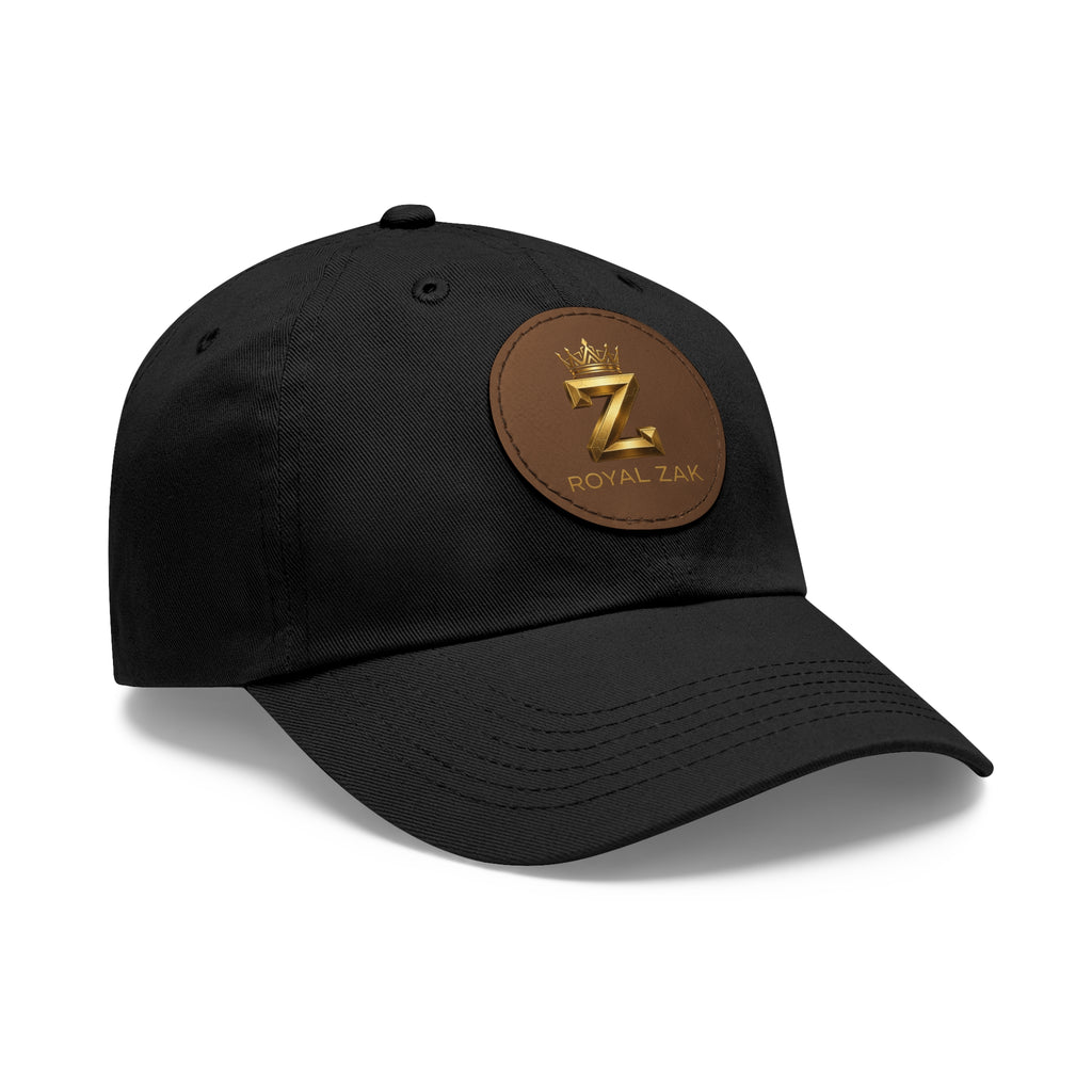 Round Leather Patch Dad Hat — Gold 'Royal Zak' Crown Emblem