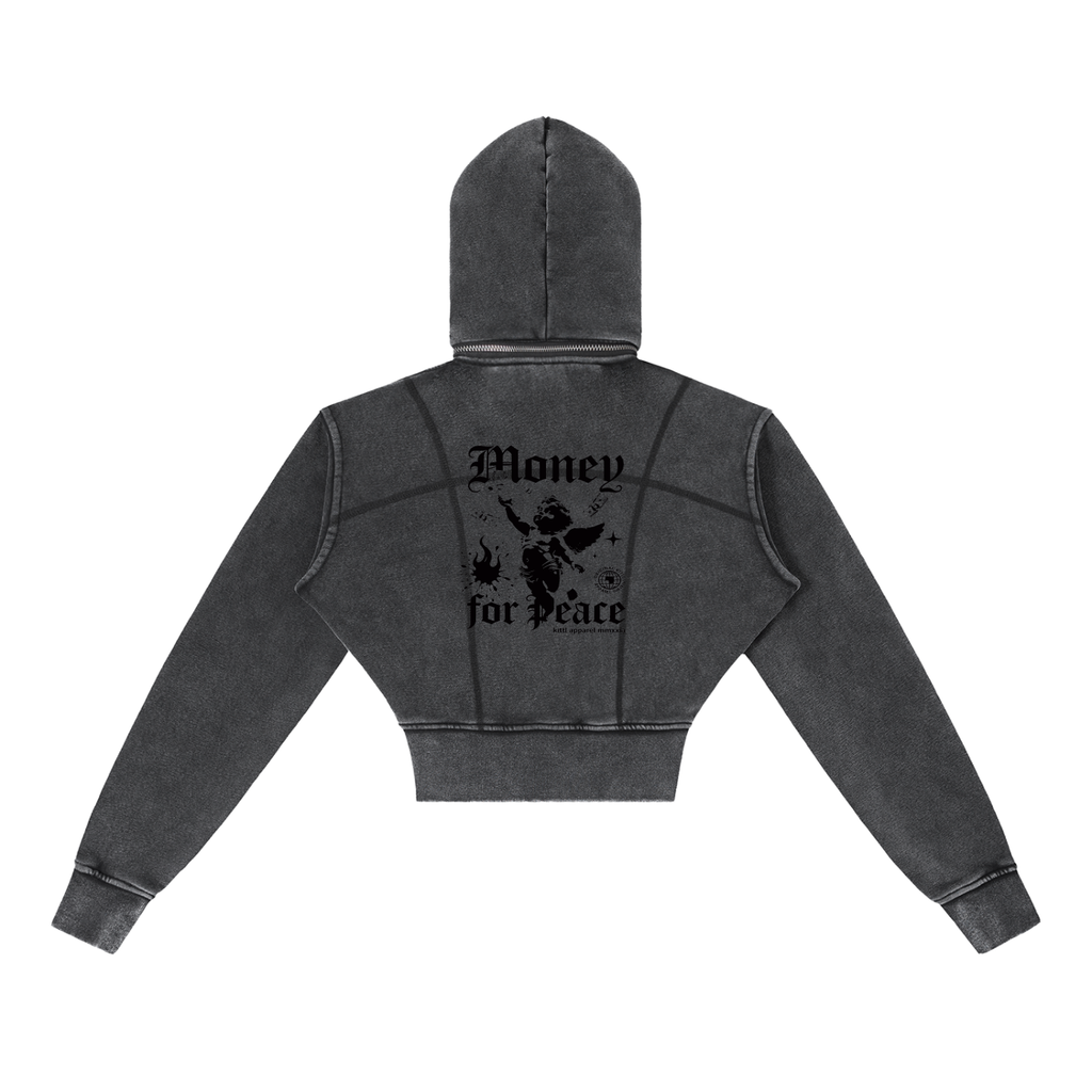 Vintage Washed Cropped Fleece Hoodie