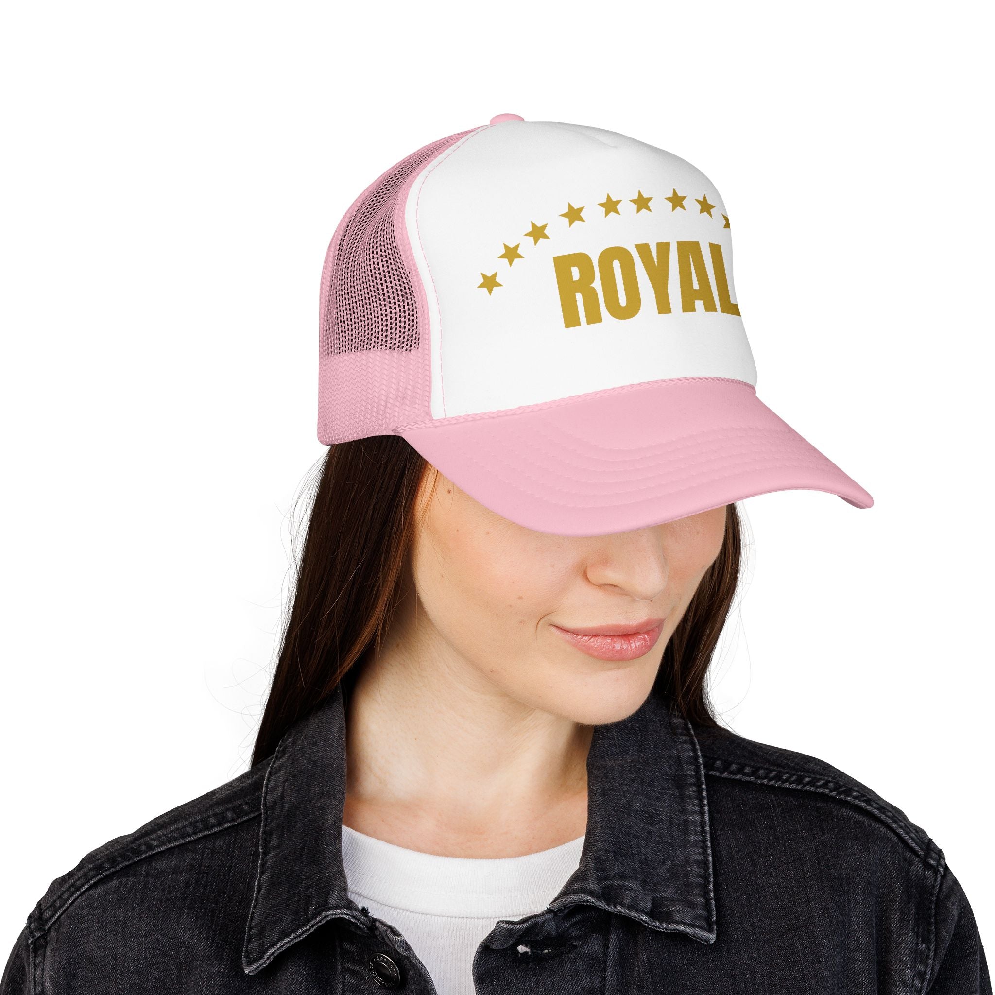 Trucker Hat — "ROYAL" Gold Stars Foam Mesh Cap