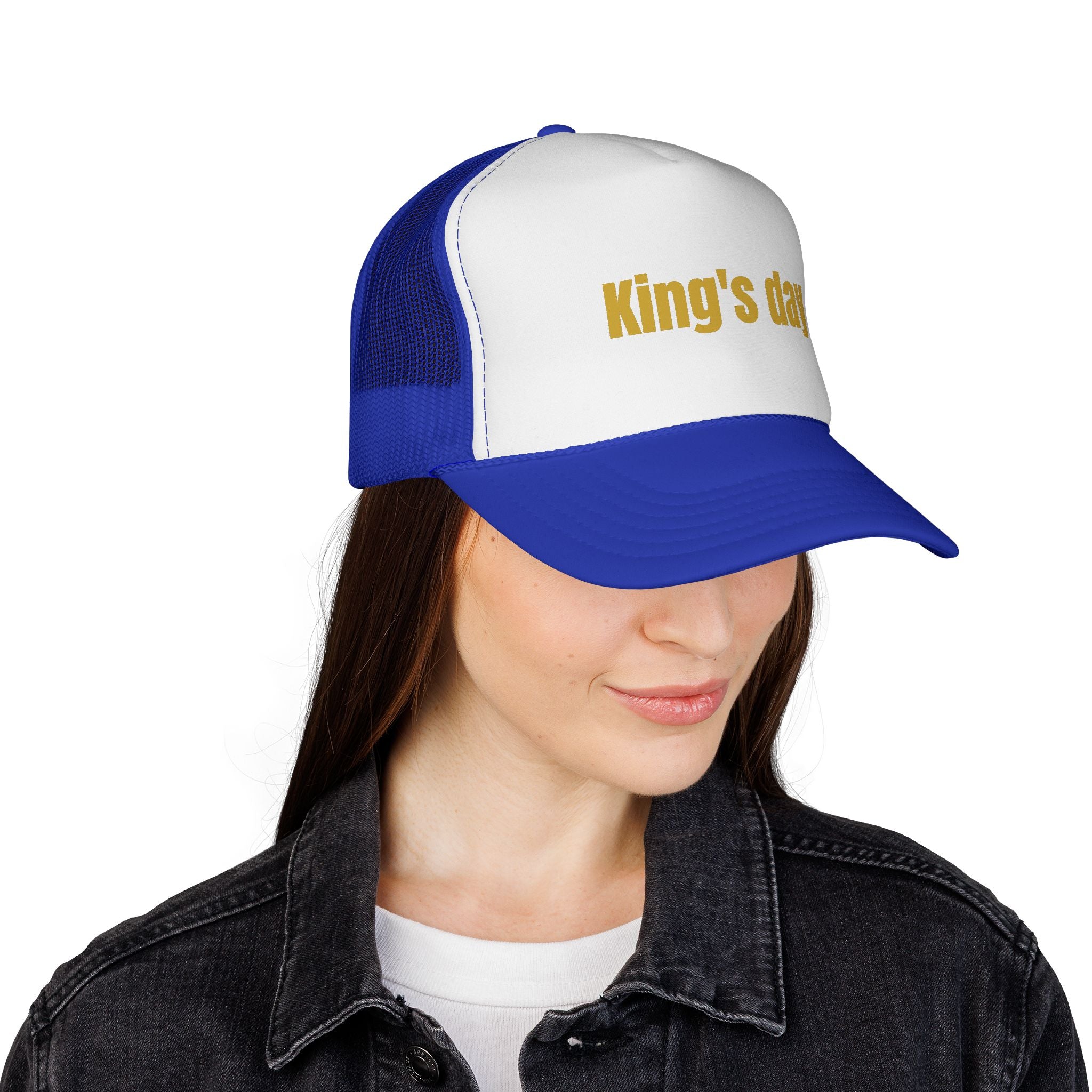 King's Day Trucker Cap – Gold Text Mesh Baseball Hat