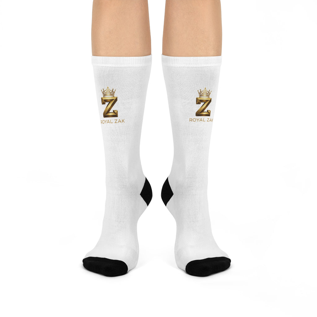 Royal Zak Cushioned Crew Socks — Gold Crown Z Logo Athletic Socks