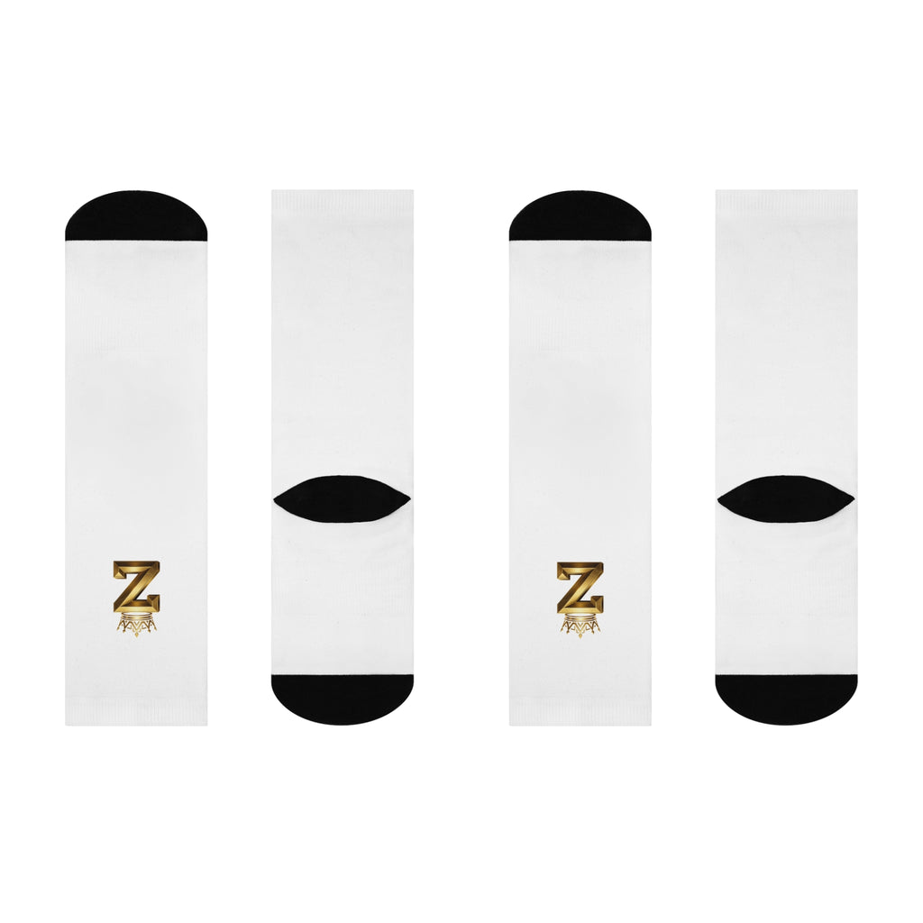 King Z Crowned Crew Socks - Personalized White Cushioned Athletic Socks