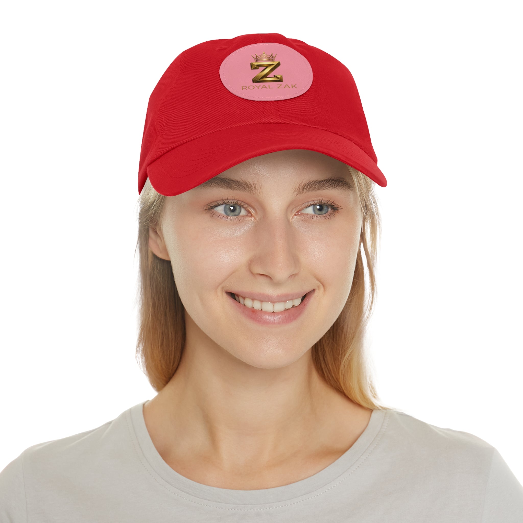 Round Leather Patch Dad Hat — Gold 'Royal Zak' Crown Emblem