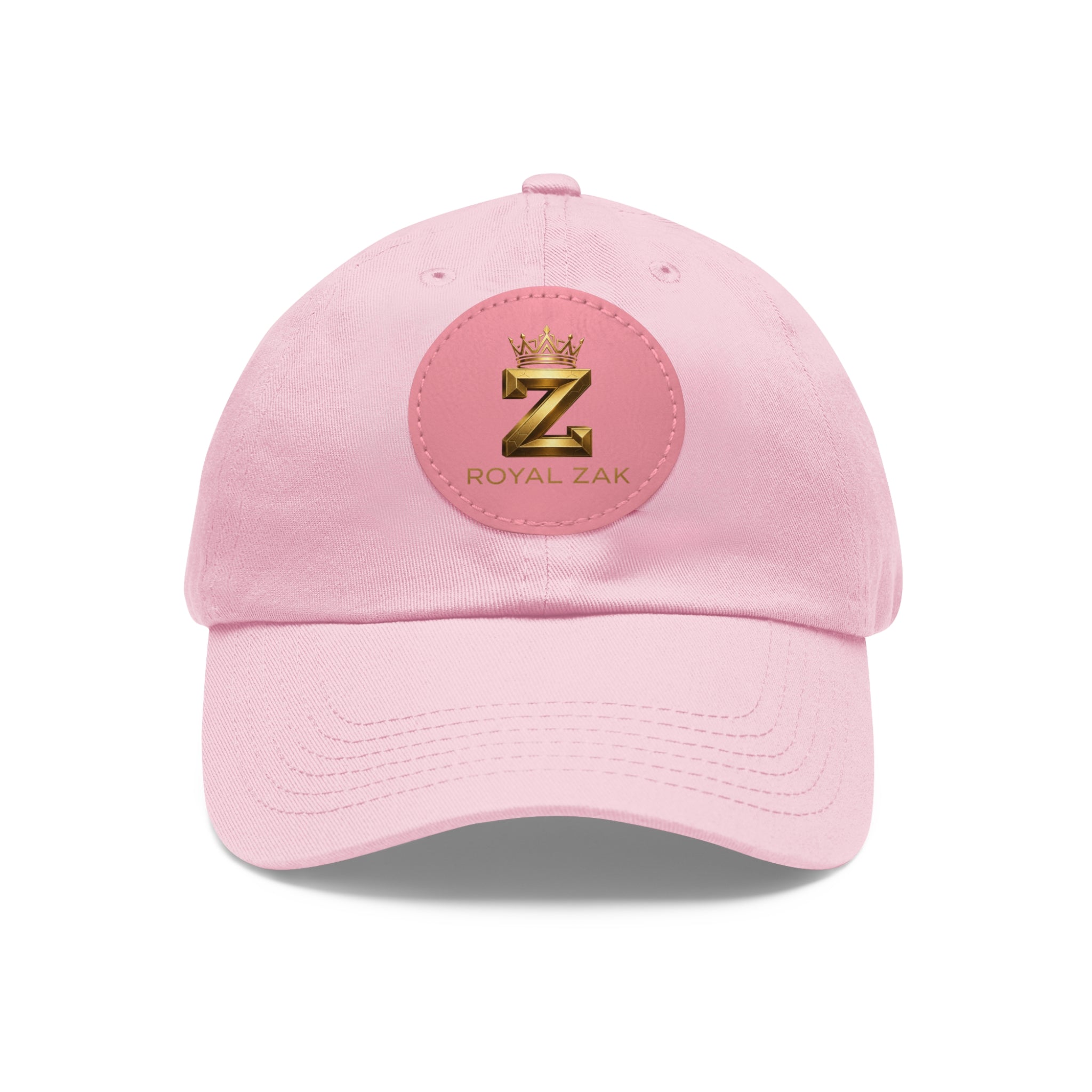 Round Leather Patch Dad Hat — Gold 'Royal Zak' Crown Emblem