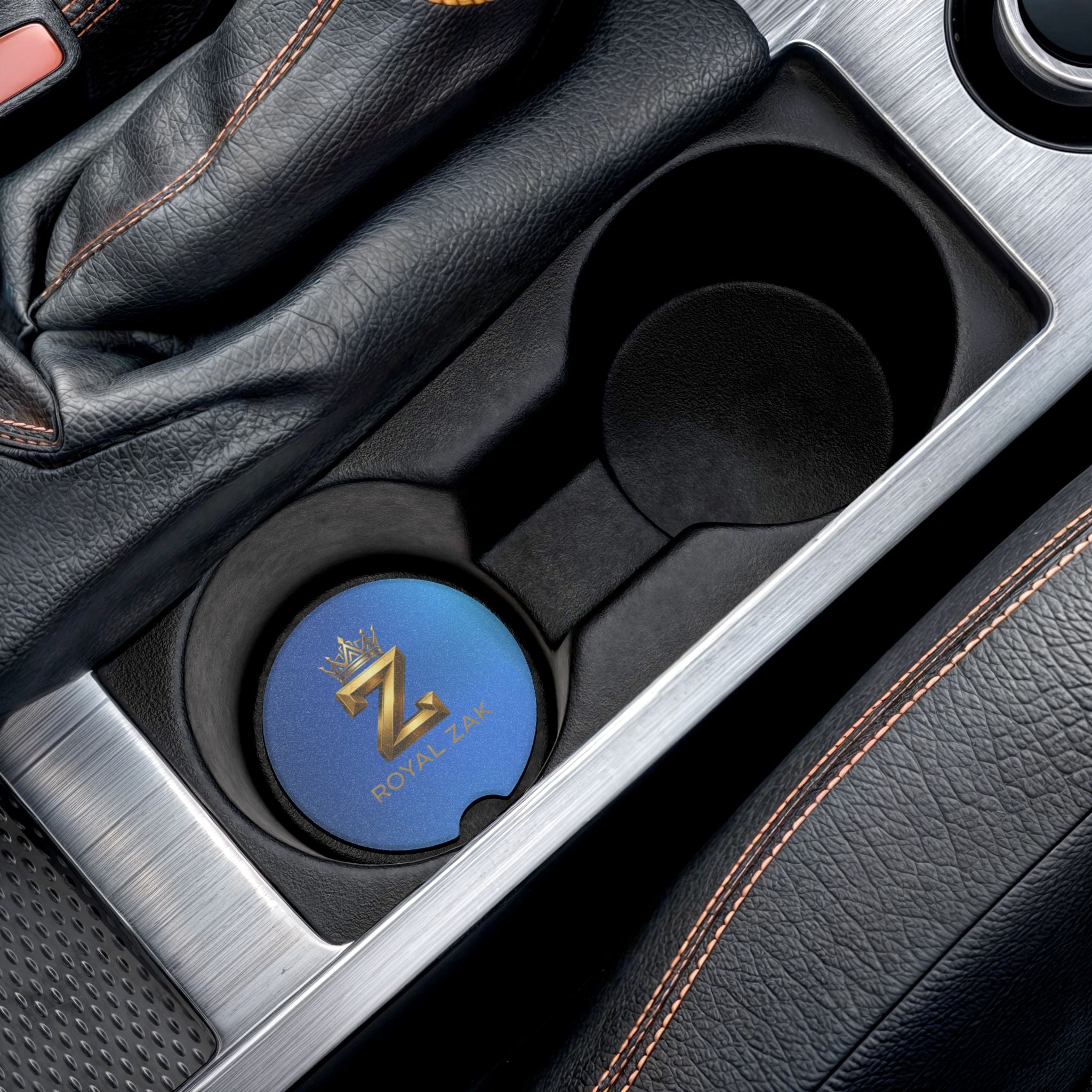 Royal Zak Gold Monogram Car Coaster — Soapstone Cup Holder Insert