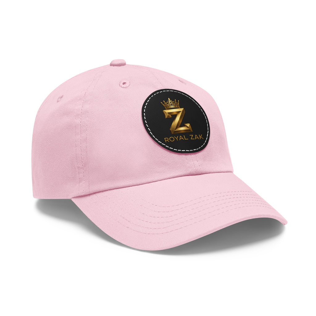 Round Leather Patch Dad Hat — Gold 'Royal Zak' Crown Emblem