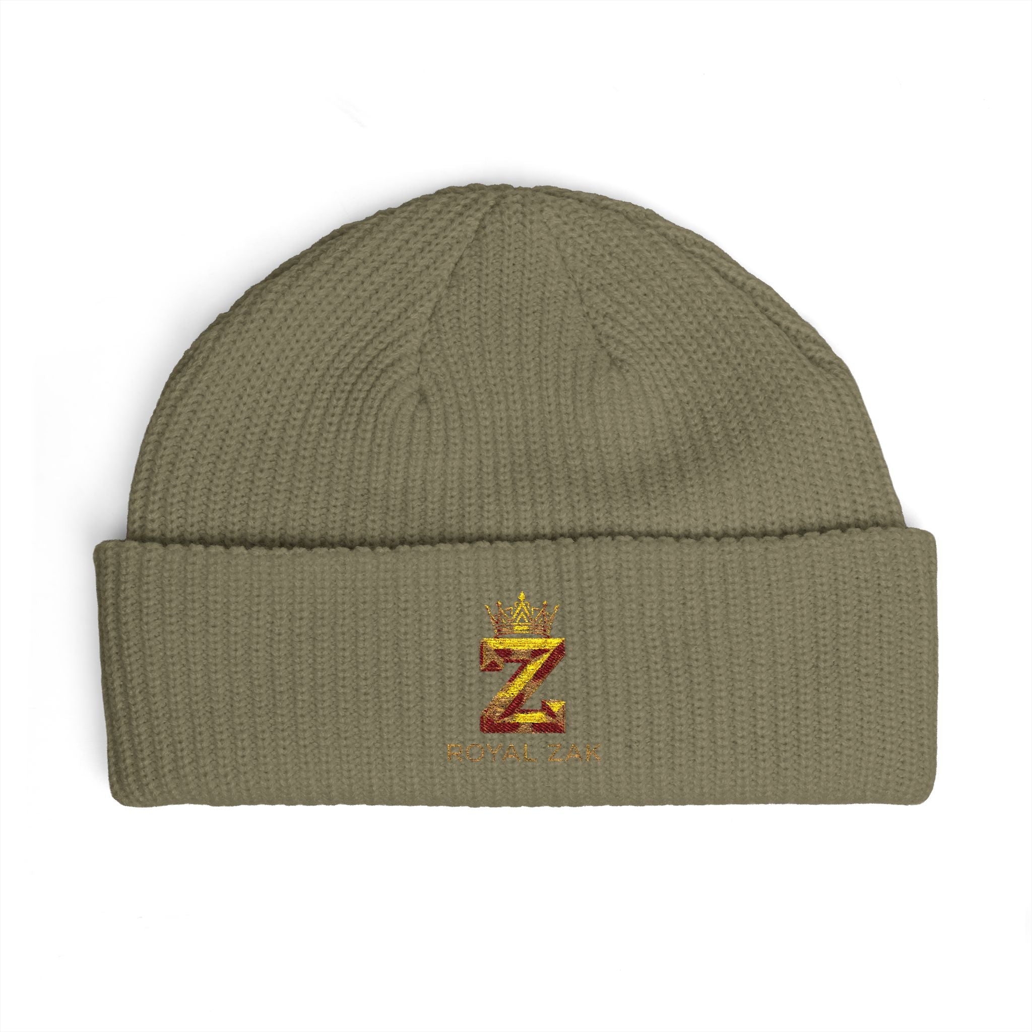 Cuff Beanie - 'Royal Zex' Embroidered Crown Knit Hat