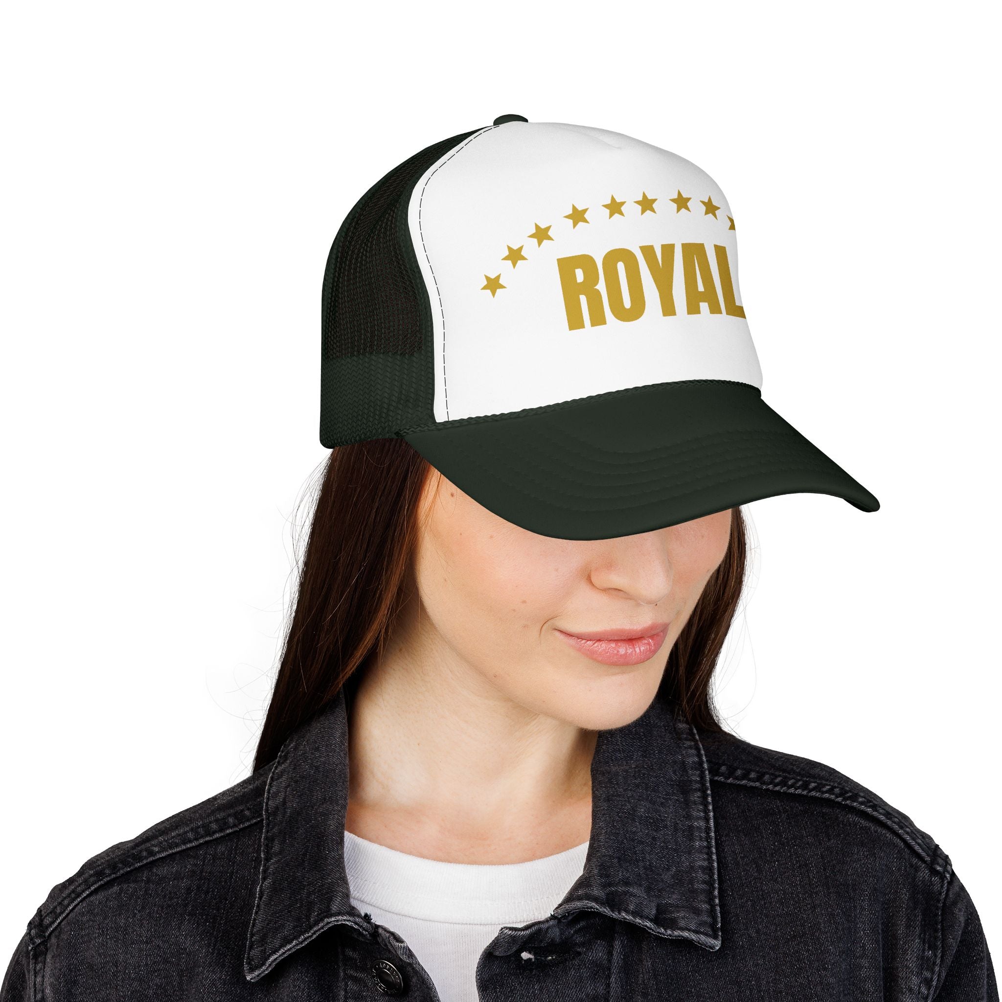 Trucker Hat — "ROYAL" Gold Stars Foam Mesh Cap