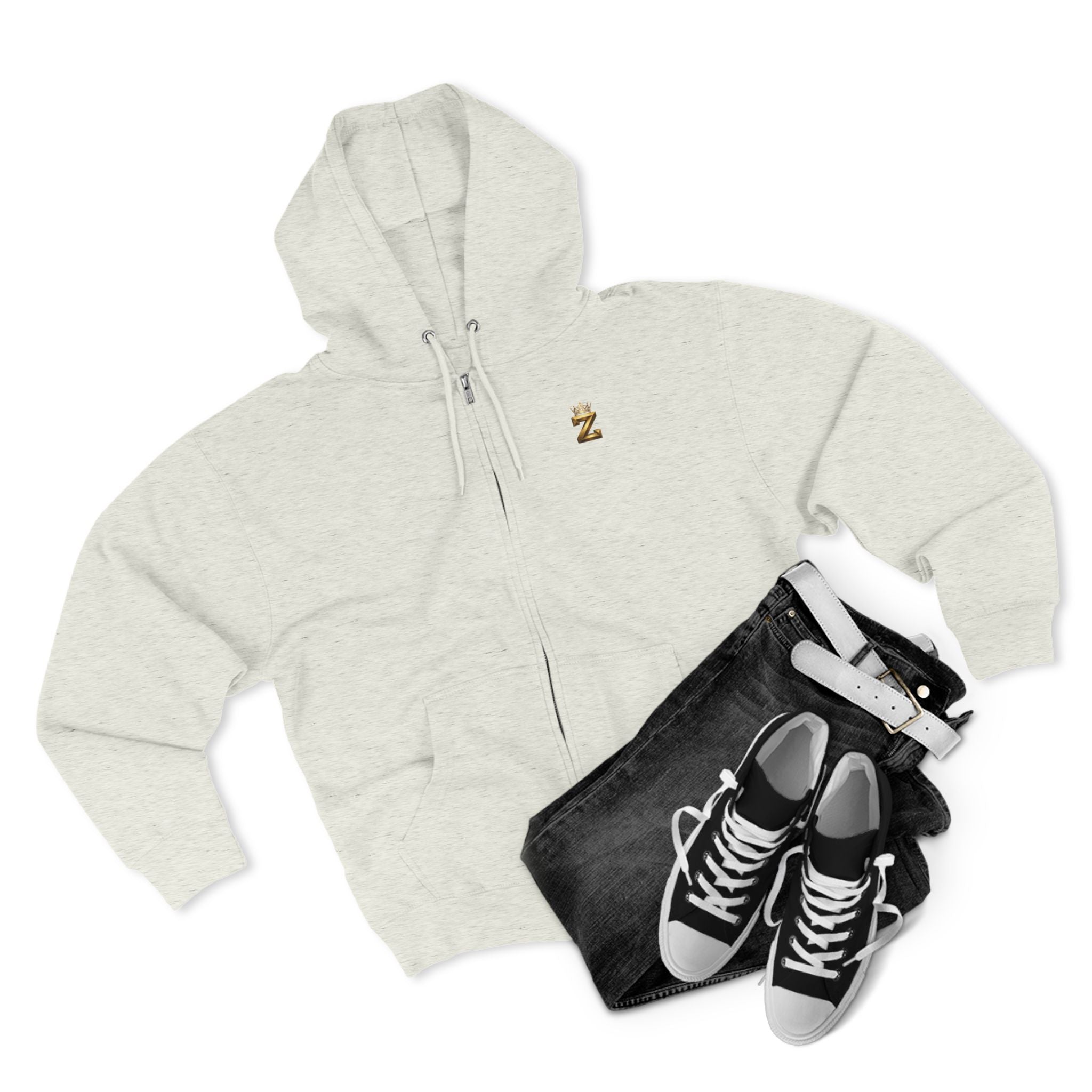 LOVE Zip Hoodie — Light Gray Minimalist Love Logo Zip-Up Hoodie