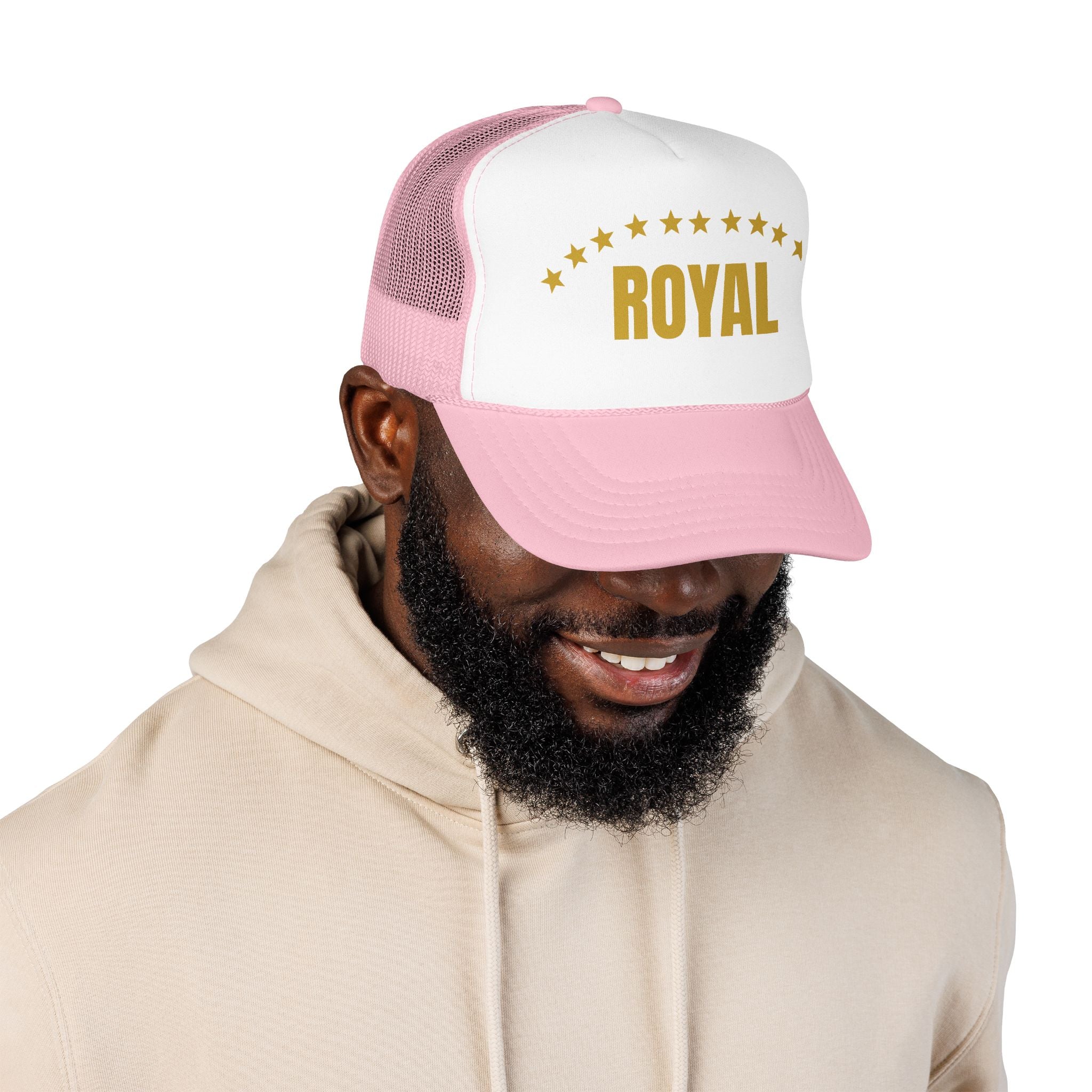 Trucker Hat — "ROYAL" Gold Stars Foam Mesh Cap