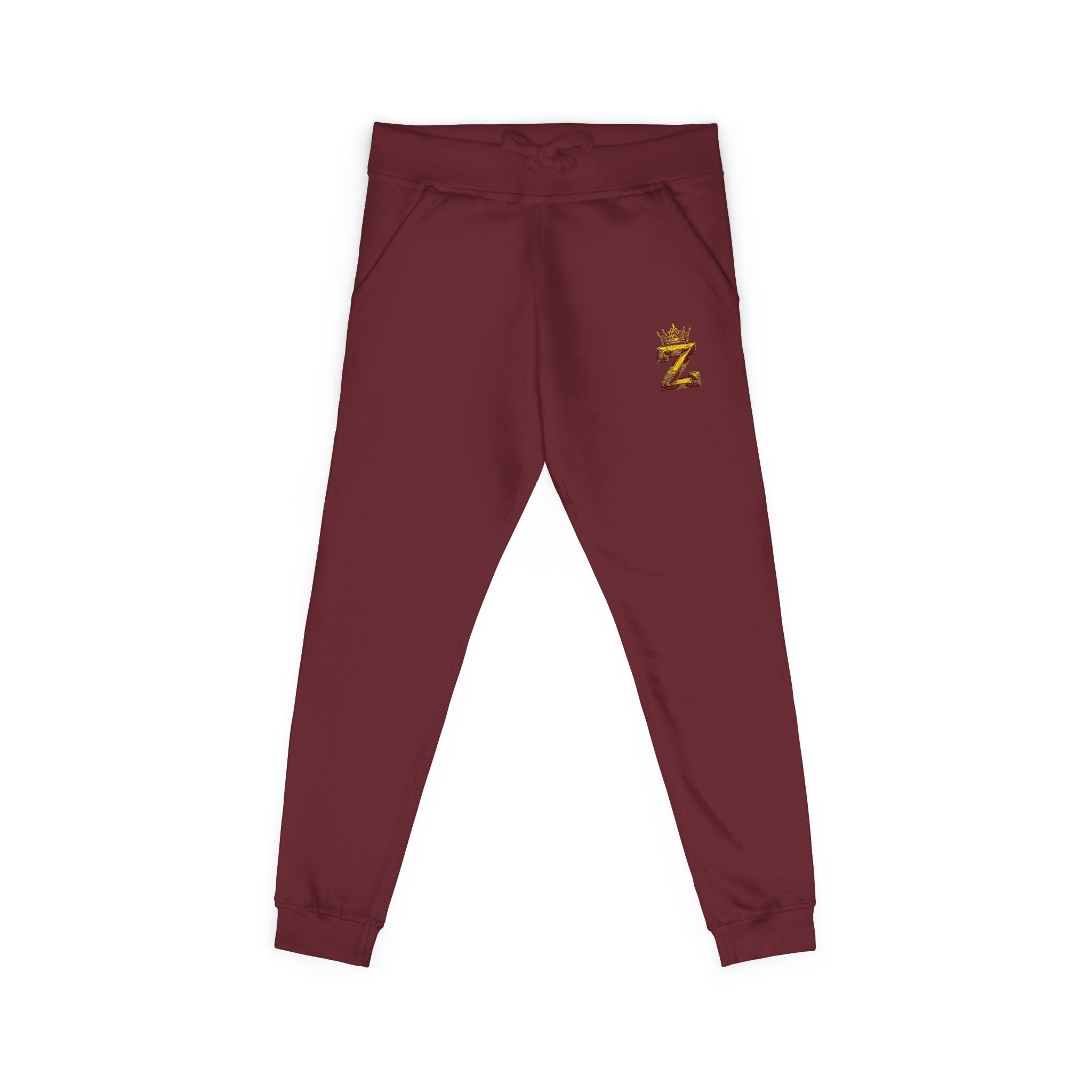 Embroidered Gold Floral '2' Fleece Sweatpants — Cozy Casual Loungewear