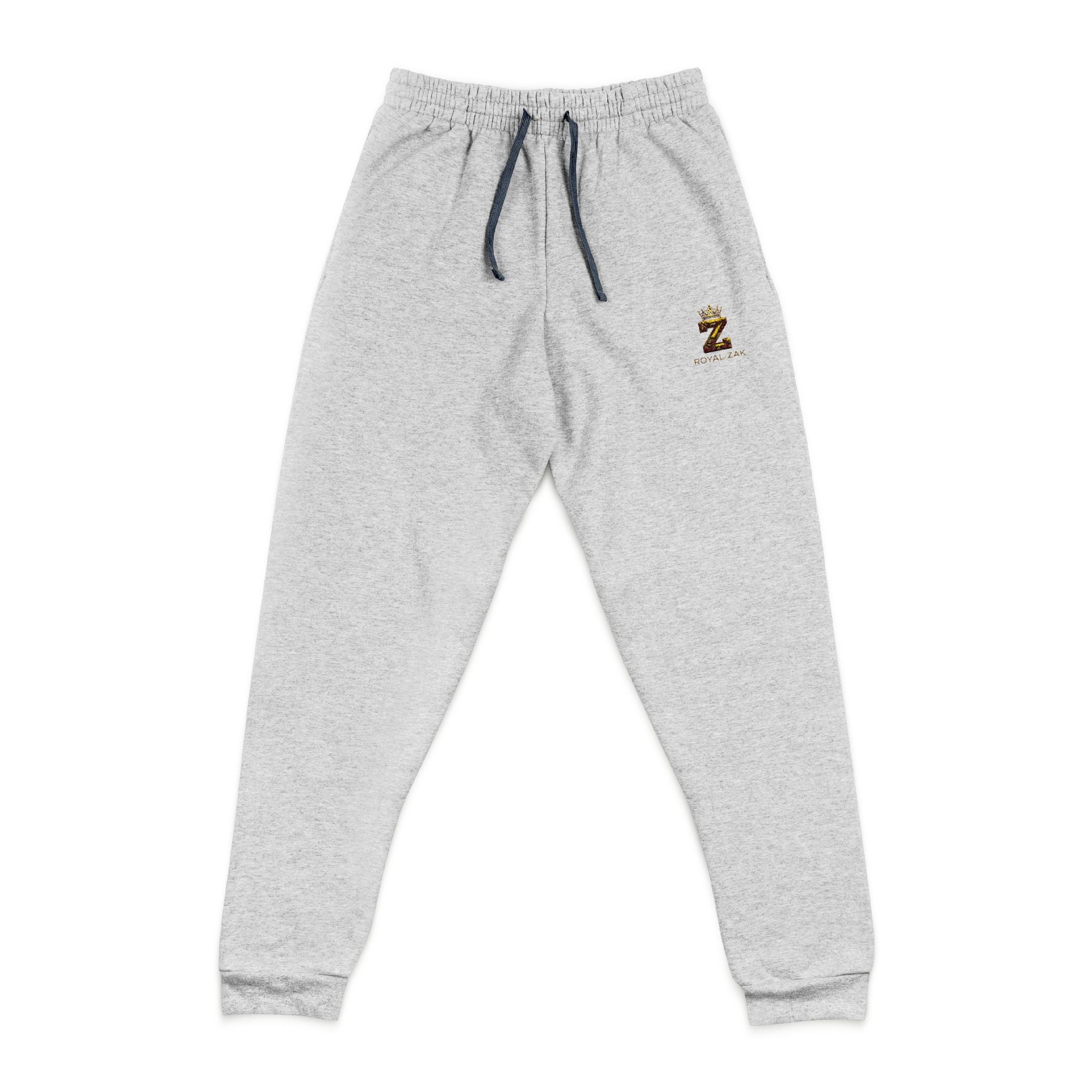 Embroidered Golden Palm Joggers — Casual Charcoal Sweatpants