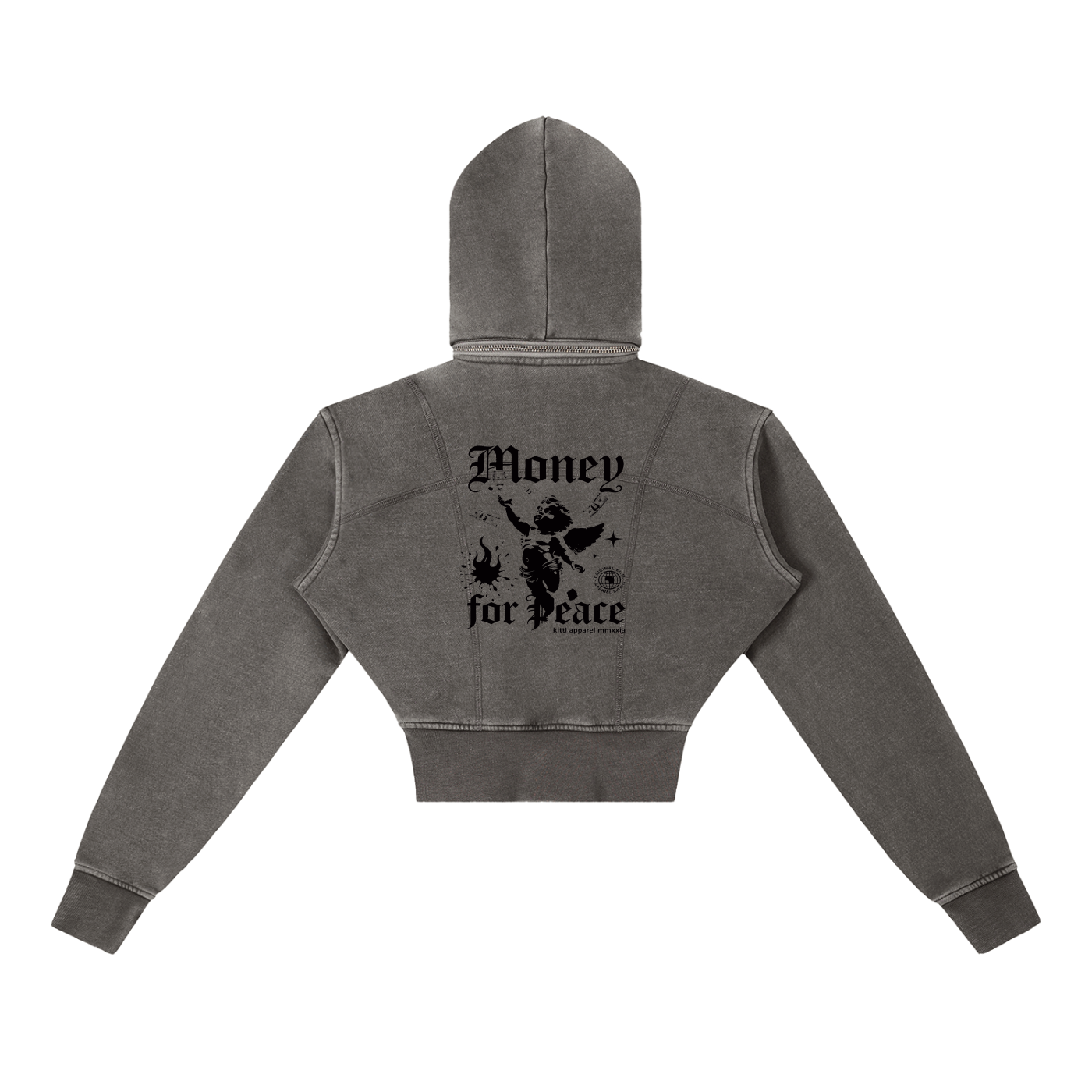 Vintage Washed Cropped Fleece Hoodie