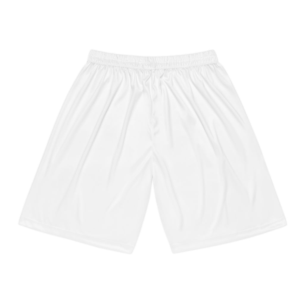 White Basketball Shorts with Gold 'Z' Logo — Athletic AOP Performance Shorts