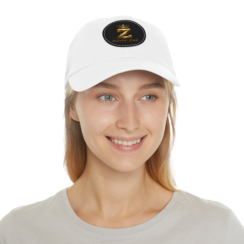Round Leather Patch Dad Hat — Gold 'Royal Zak' Crown Emblem