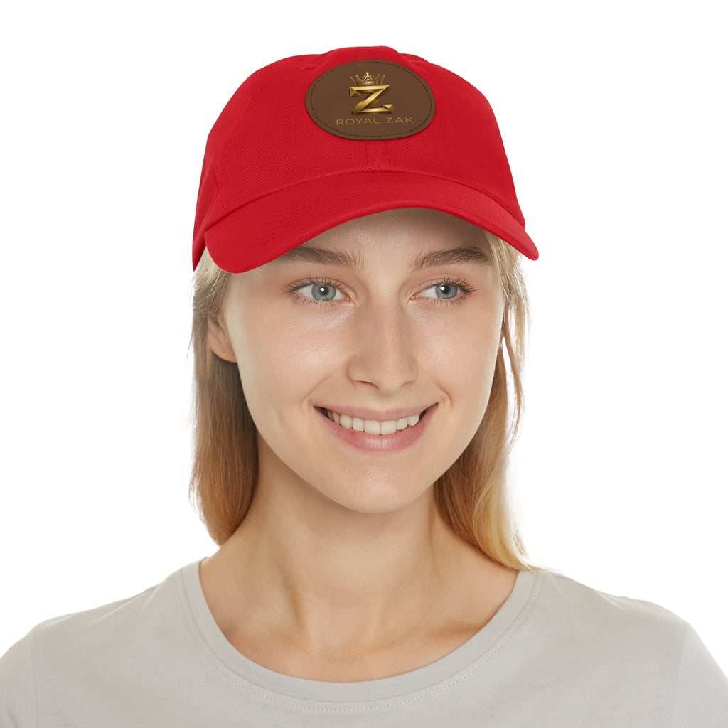 Round Leather Patch Dad Hat — Gold 'Royal Zak' Crown Emblem