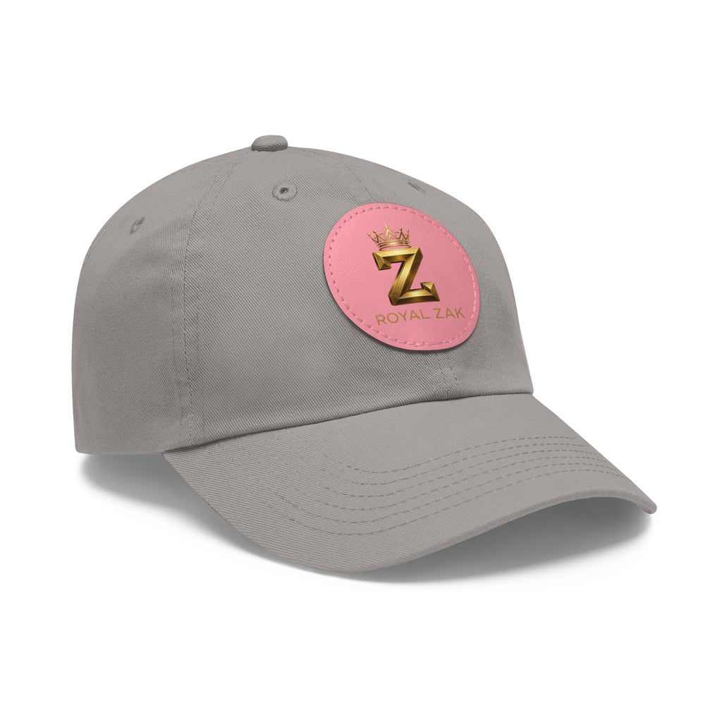 Round Leather Patch Dad Hat — Gold 'Royal Zak' Crown Emblem
