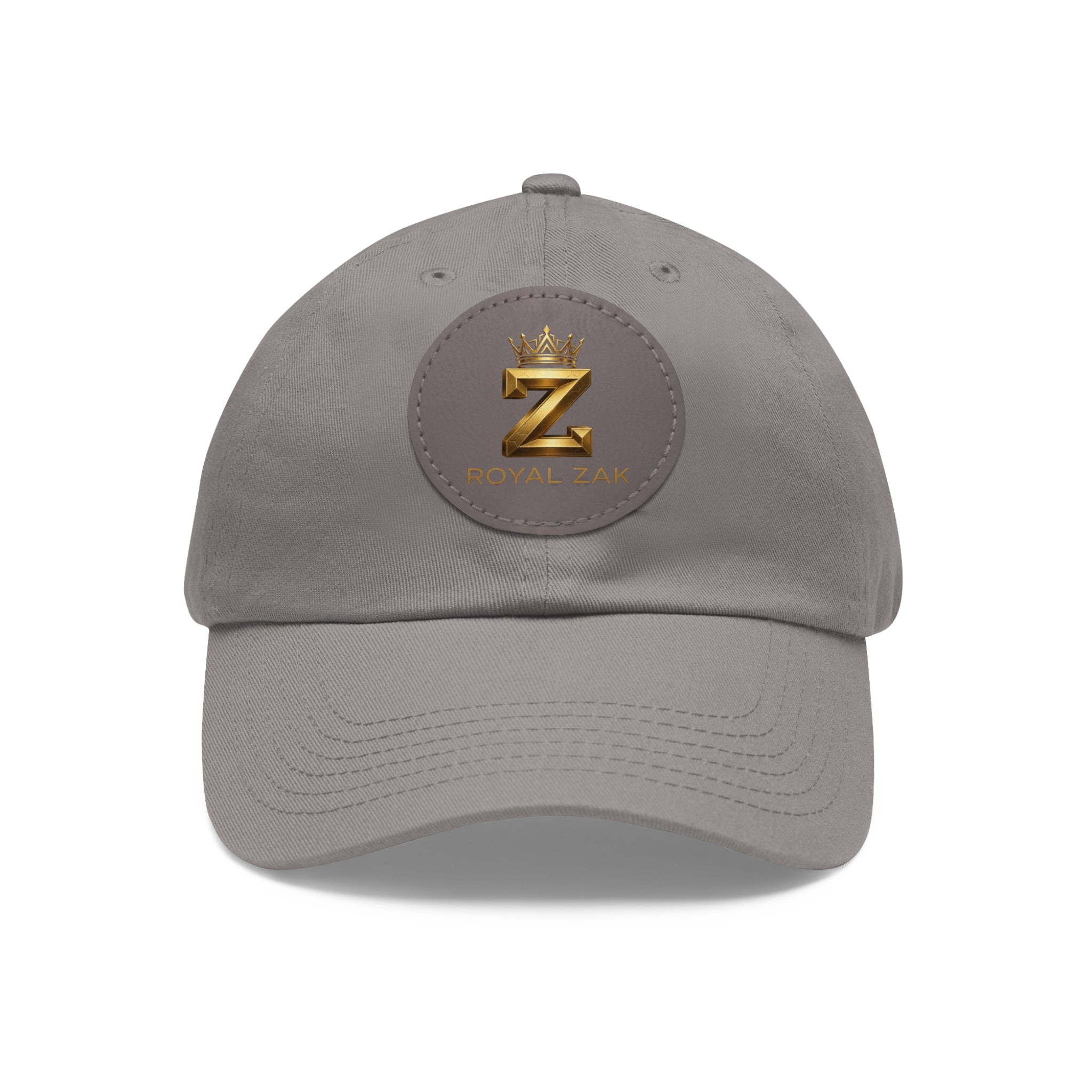 Round Leather Patch Dad Hat — Gold 'Royal Zak' Crown Emblem