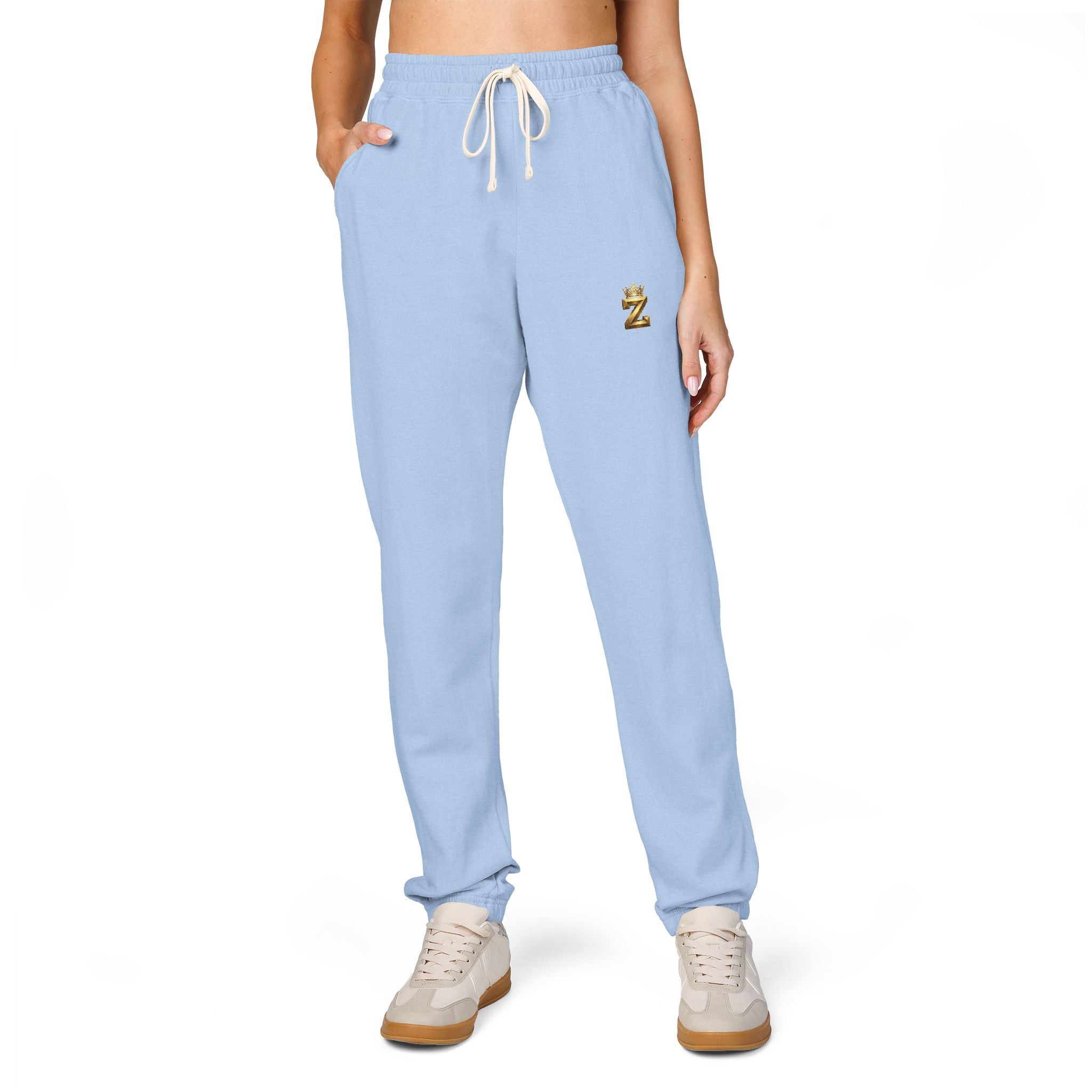 Embroidered Cozy Joggers — Small Gold Anchor Detail