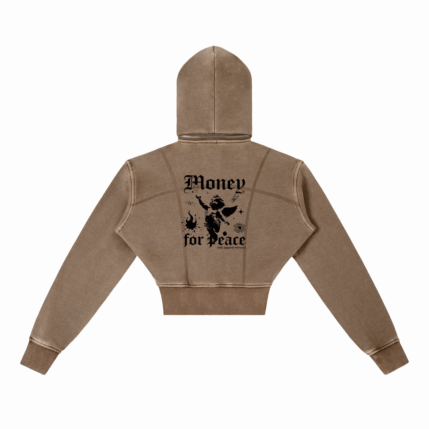 Vintage Washed Cropped Fleece Hoodie