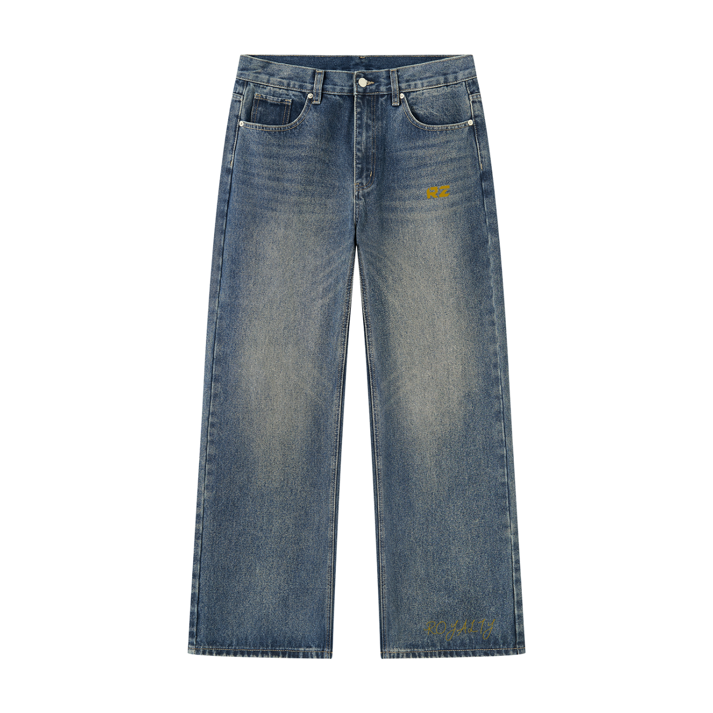 Men’s Vintage Wash Straight Leg Denim Jeans