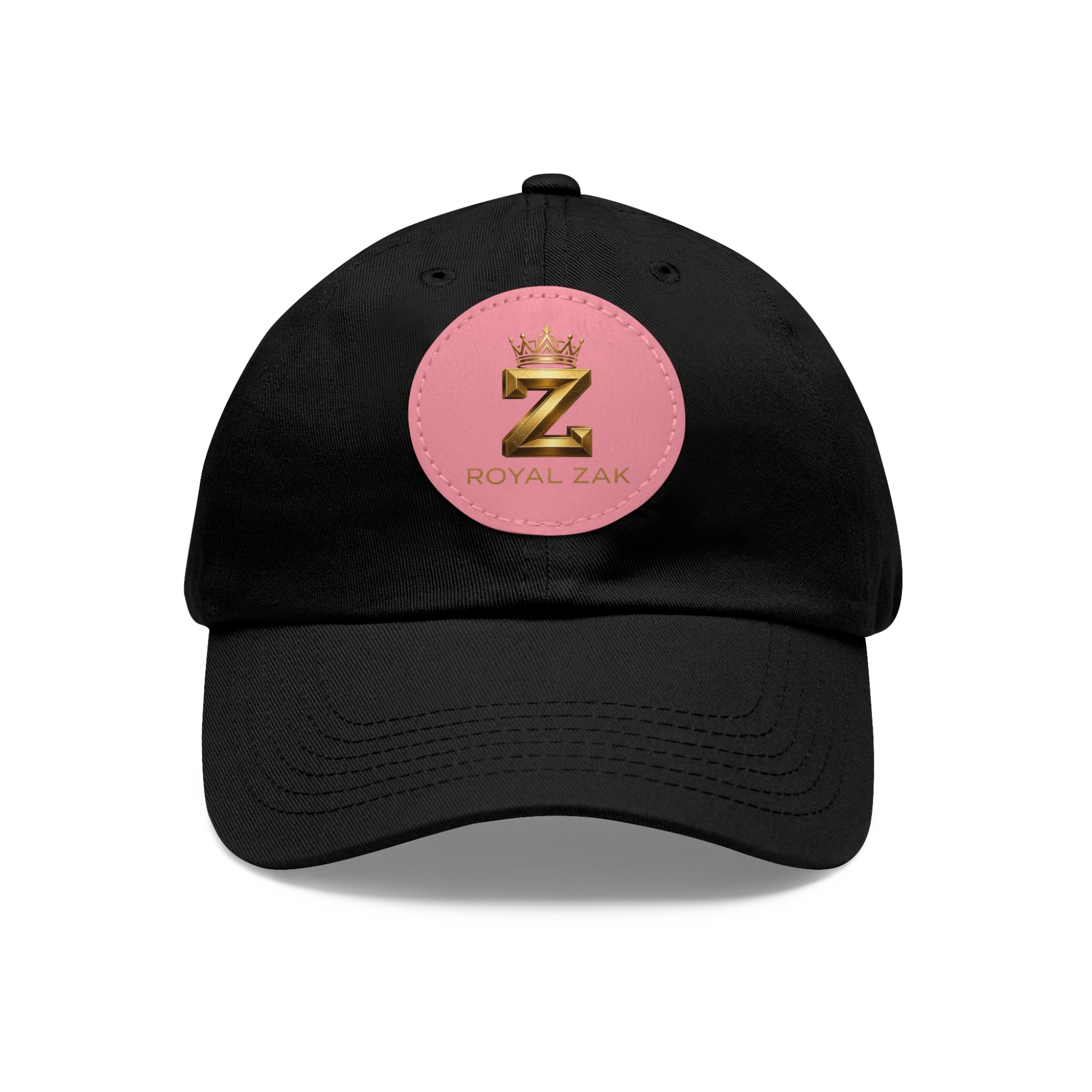 Round Leather Patch Dad Hat — Gold 'Royal Zak' Crown Emblem