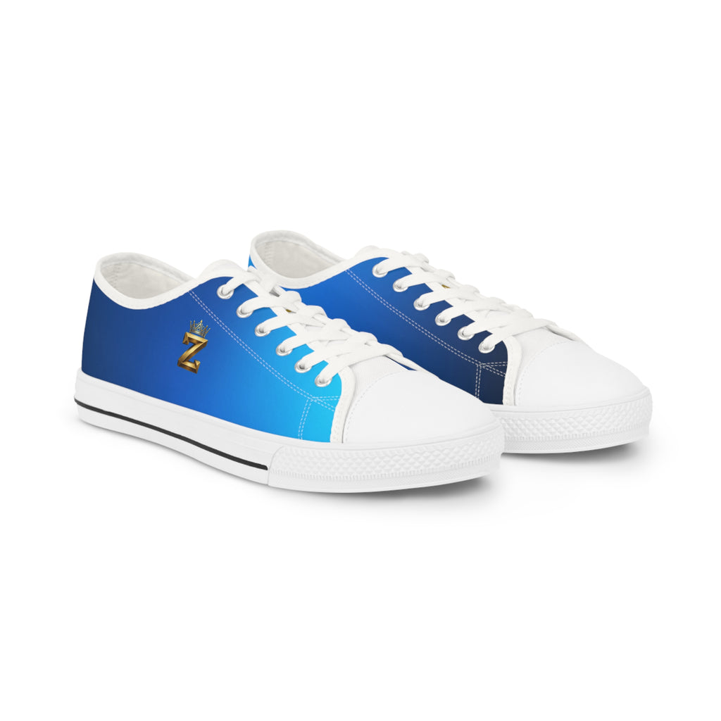 Blue Gradient Low Top Sneakers — Men's Casual Canvas Shoes with Gold 'Z' Accent