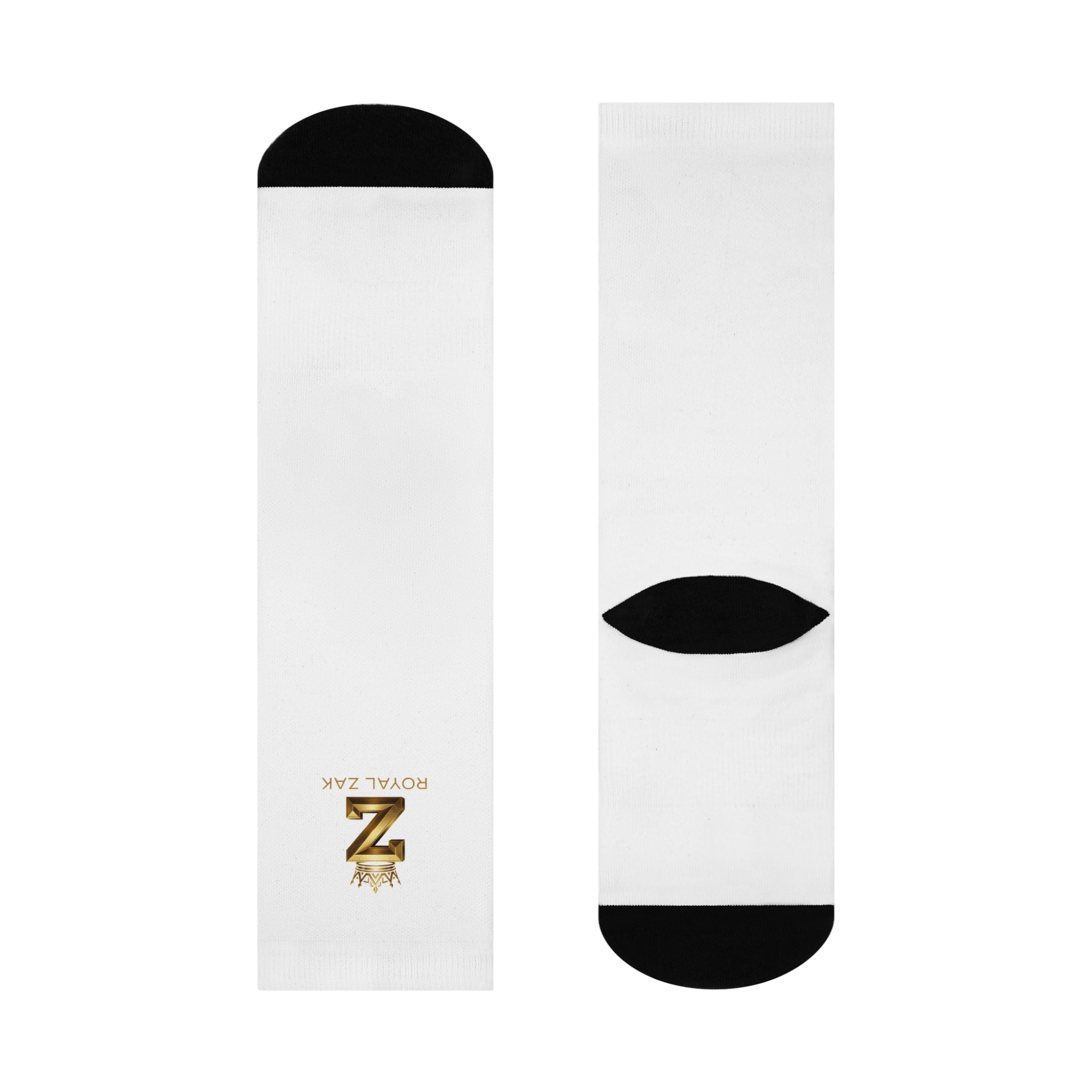 Royal Zak Cushioned Crew Socks — Gold Crown Z Logo Athletic Socks