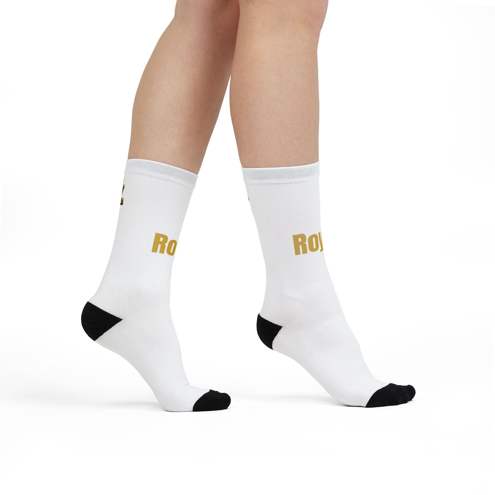 Royal Sublimation Crew Socks – Gold 'Royal' Text & Crown Z Accent