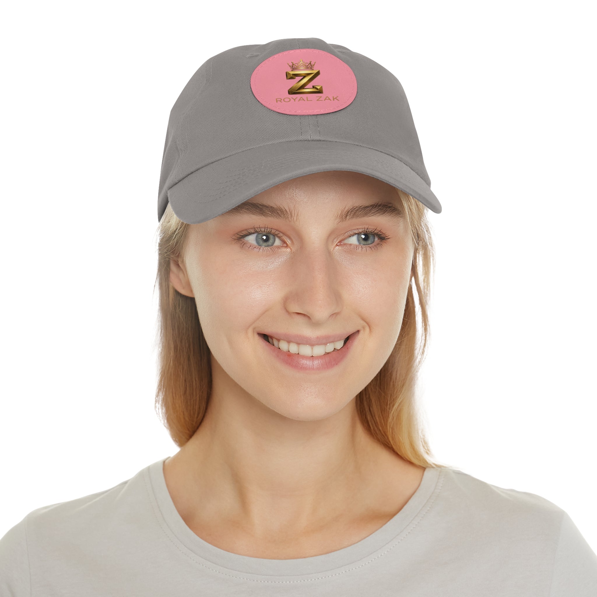 Round Leather Patch Dad Hat — Gold 'Royal Zak' Crown Emblem
