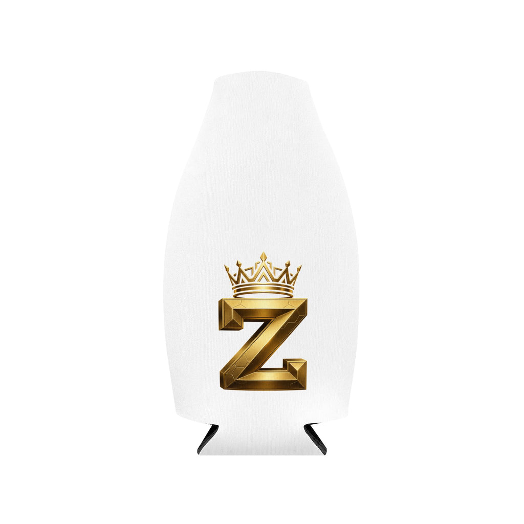 Zip-Up Bottle Cooler Sleeve — "Royal Zak" Gold Crown Monogram Cooler