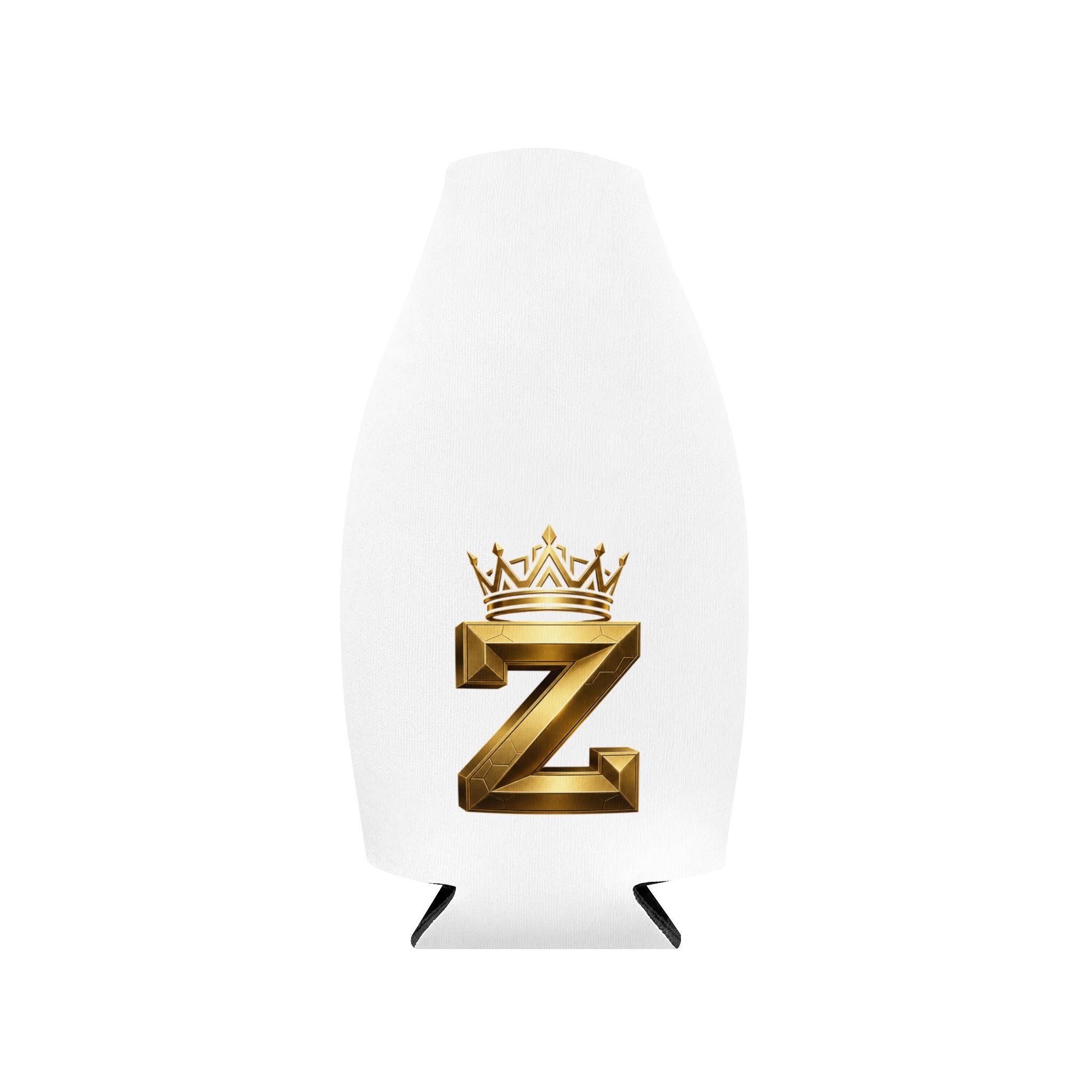 Zip-Up Bottle Cooler Sleeve — "Royal Zak" Gold Crown Monogram Cooler