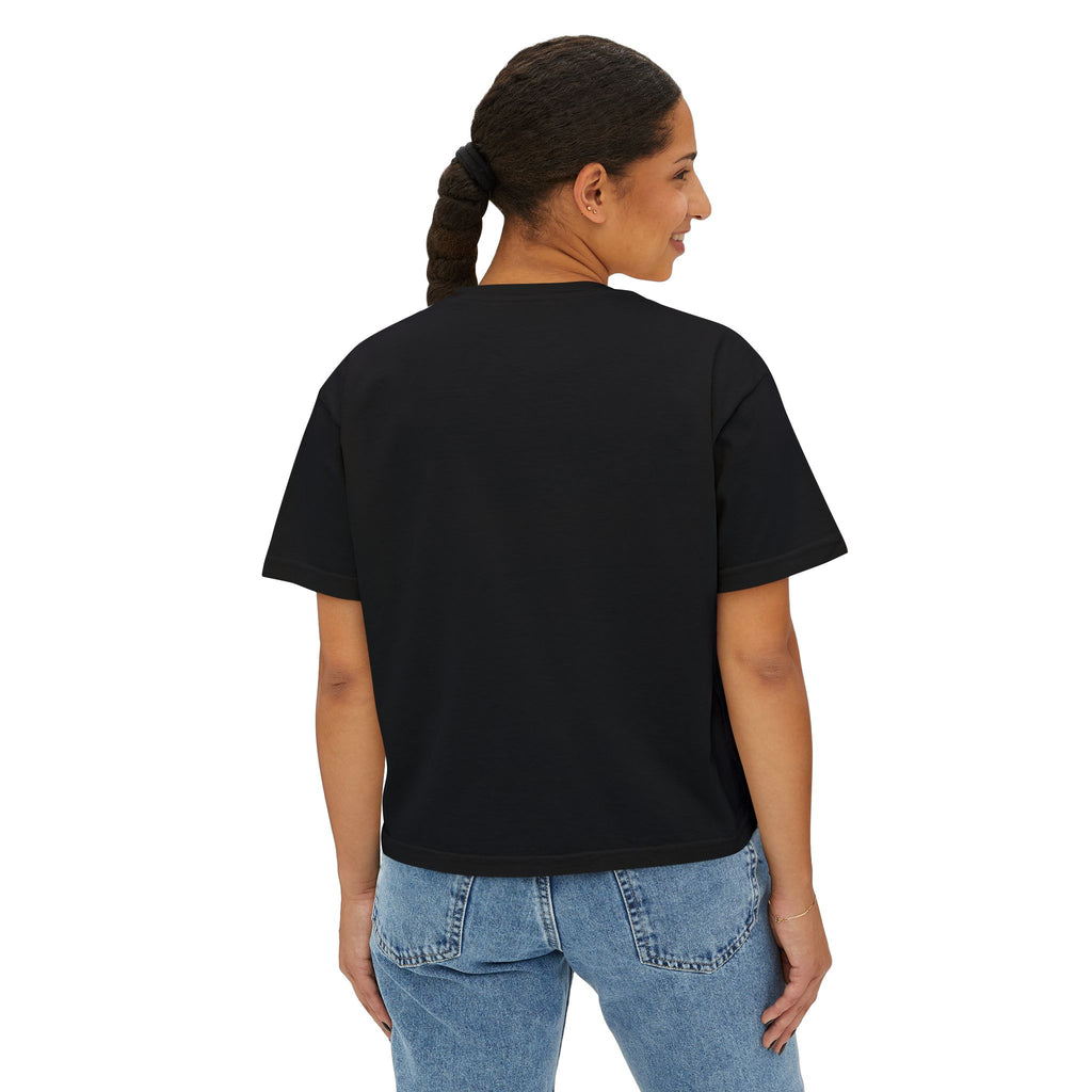 Crowned Z Women's Boxy Tee — Minimal Gold Initial Graphic