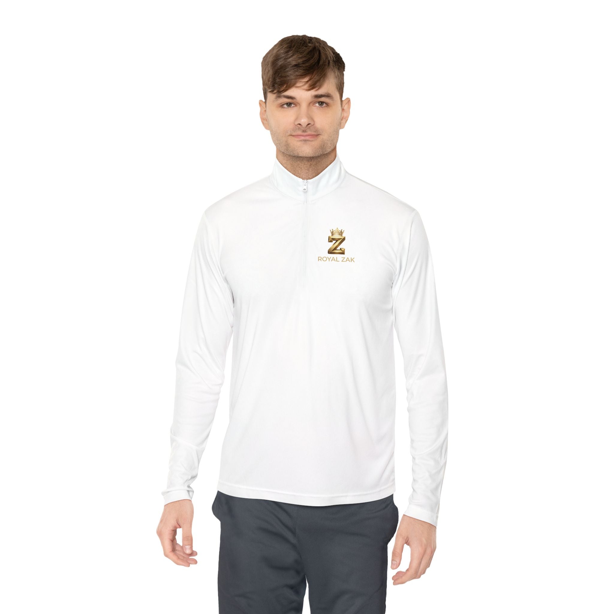 Quarter-Zip Pullover — Royal Elm Gold Logo embroidered