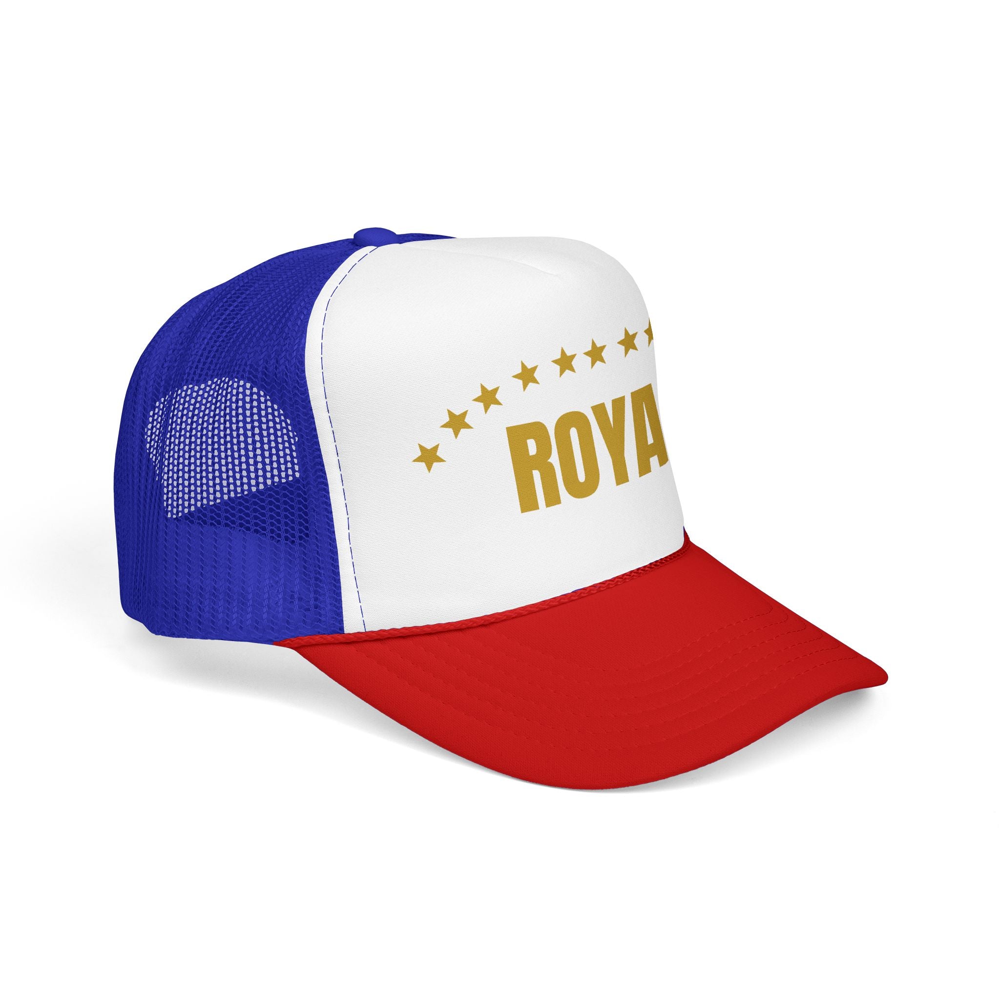Trucker Hat — "ROYAL" Gold Stars Foam Mesh Cap