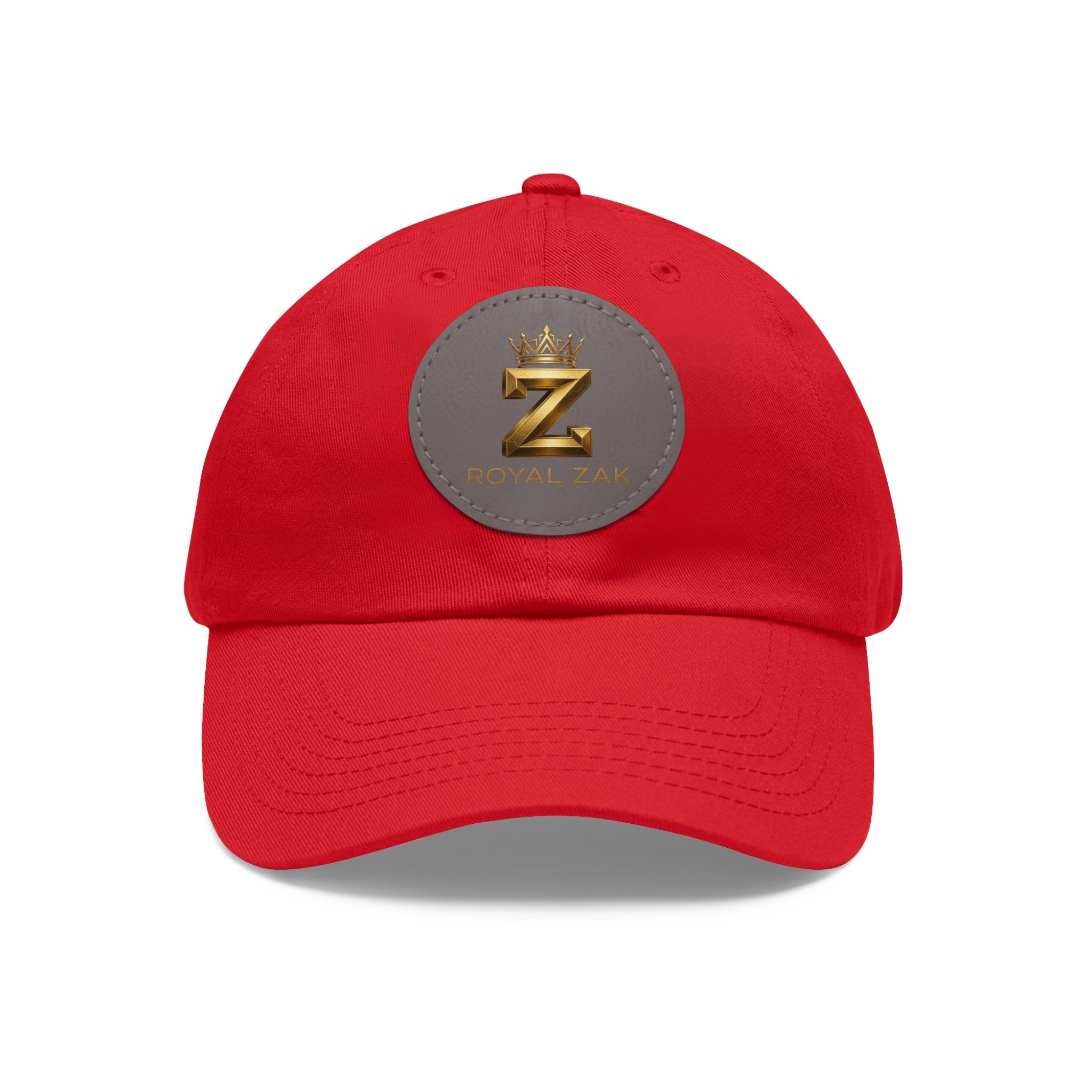 Round Leather Patch Dad Hat — Gold 'Royal Zak' Crown Emblem