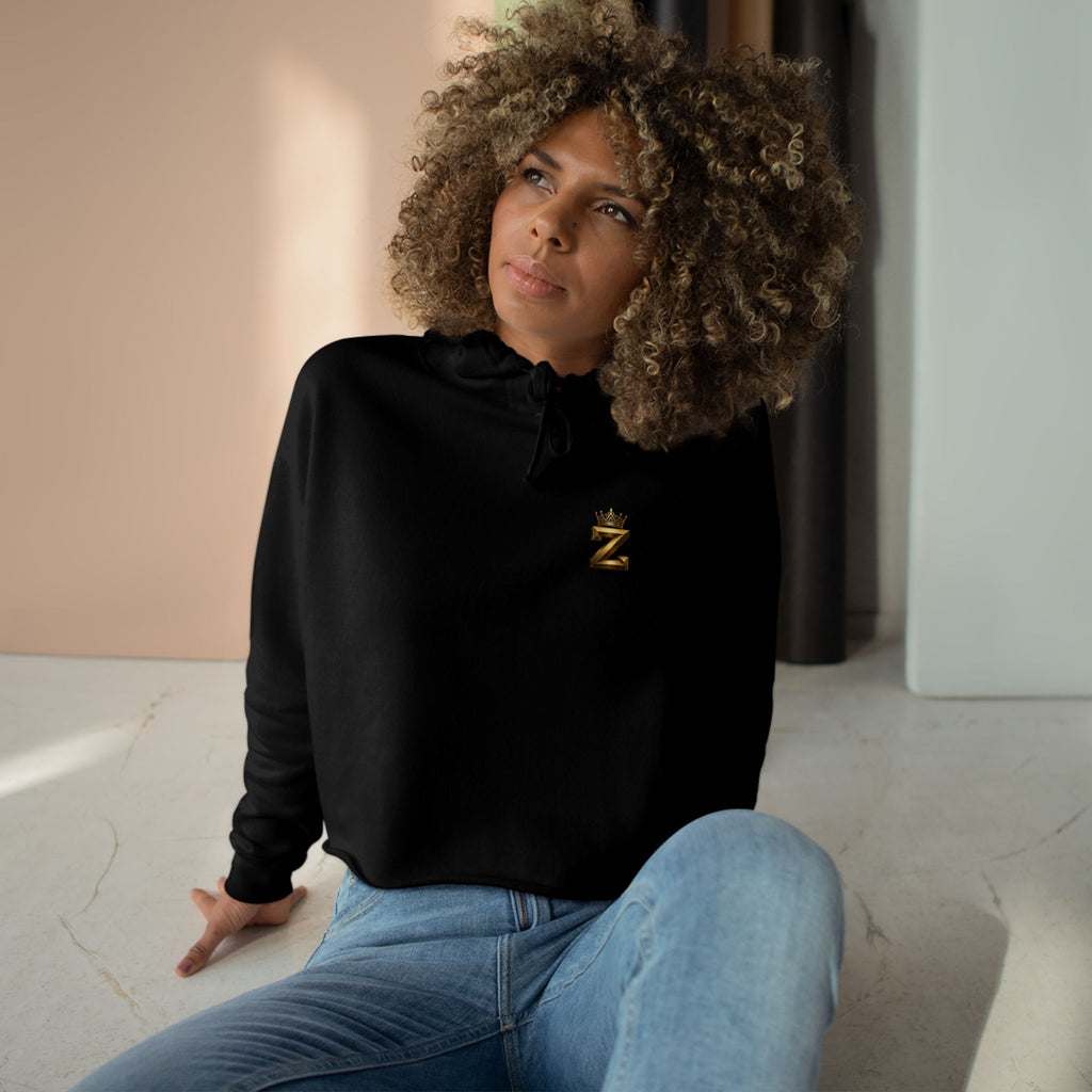 Cropped Hoodie — Gold Crown 'Z' Monogram Crop Hoodie