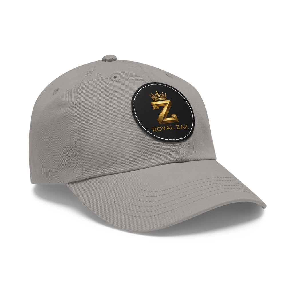 Round Leather Patch Dad Hat — Gold 'Royal Zak' Crown Emblem
