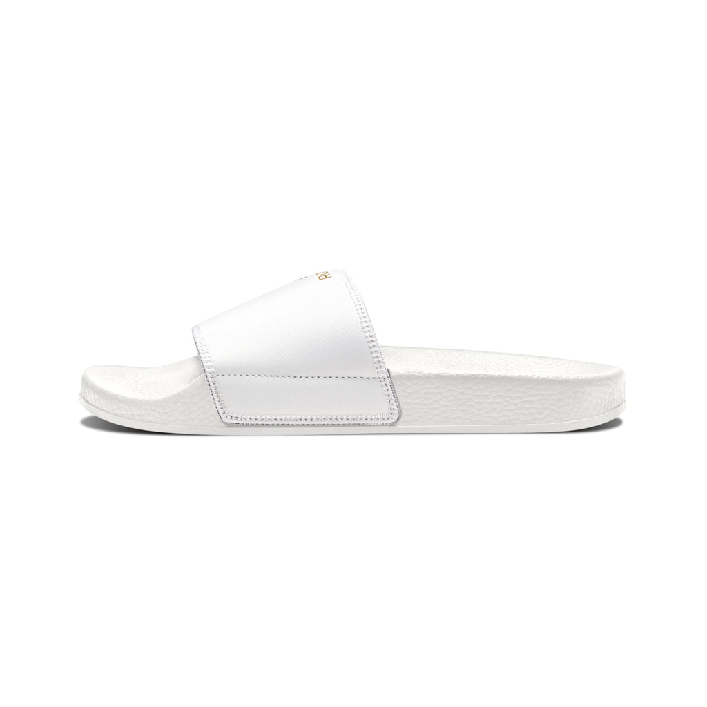 Youth Slide Sandals – White Removable-Strap Slides with Gold 'Z' Crown Logo (Royal Zak)