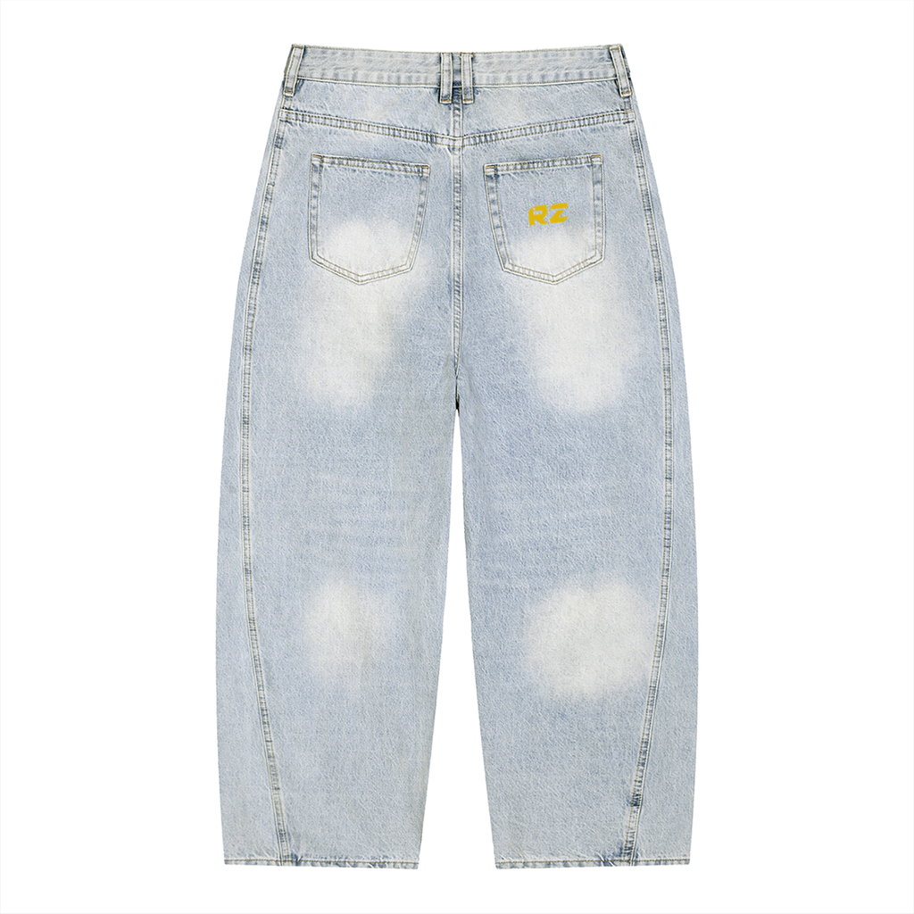 Men's Vintage Wash Sunfade Barrel Leg Jeans