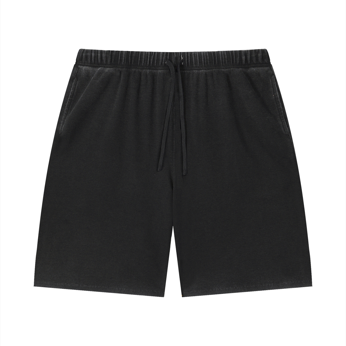 Unisex Vintage Wash Sunfade Waffle Raw Hem Shorts