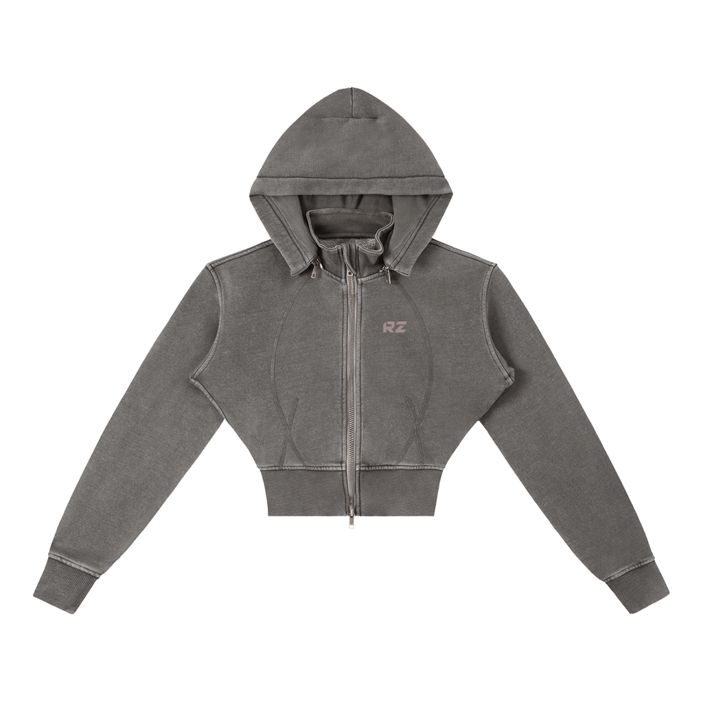 Vintage Washed Cropped Fleece Hoodie