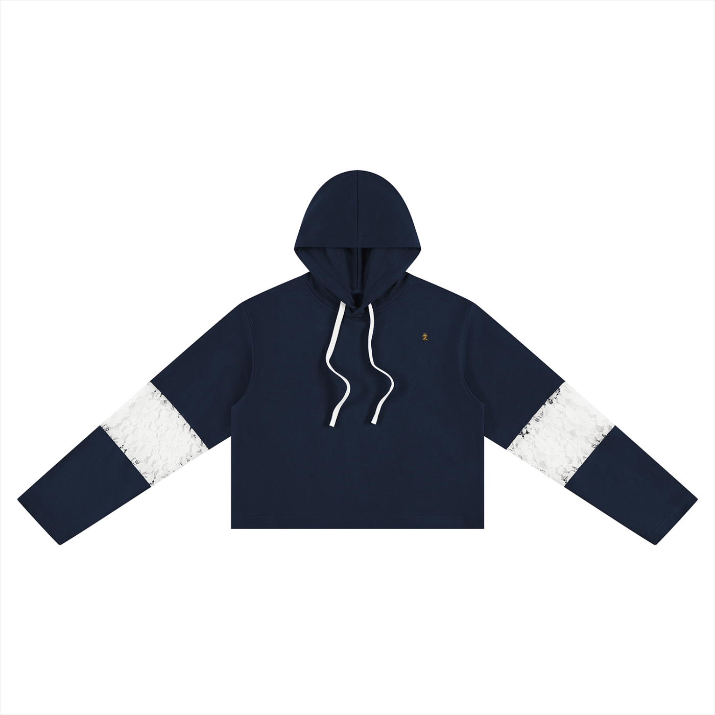 Women’s Cropped Lace-Panel Hoodie