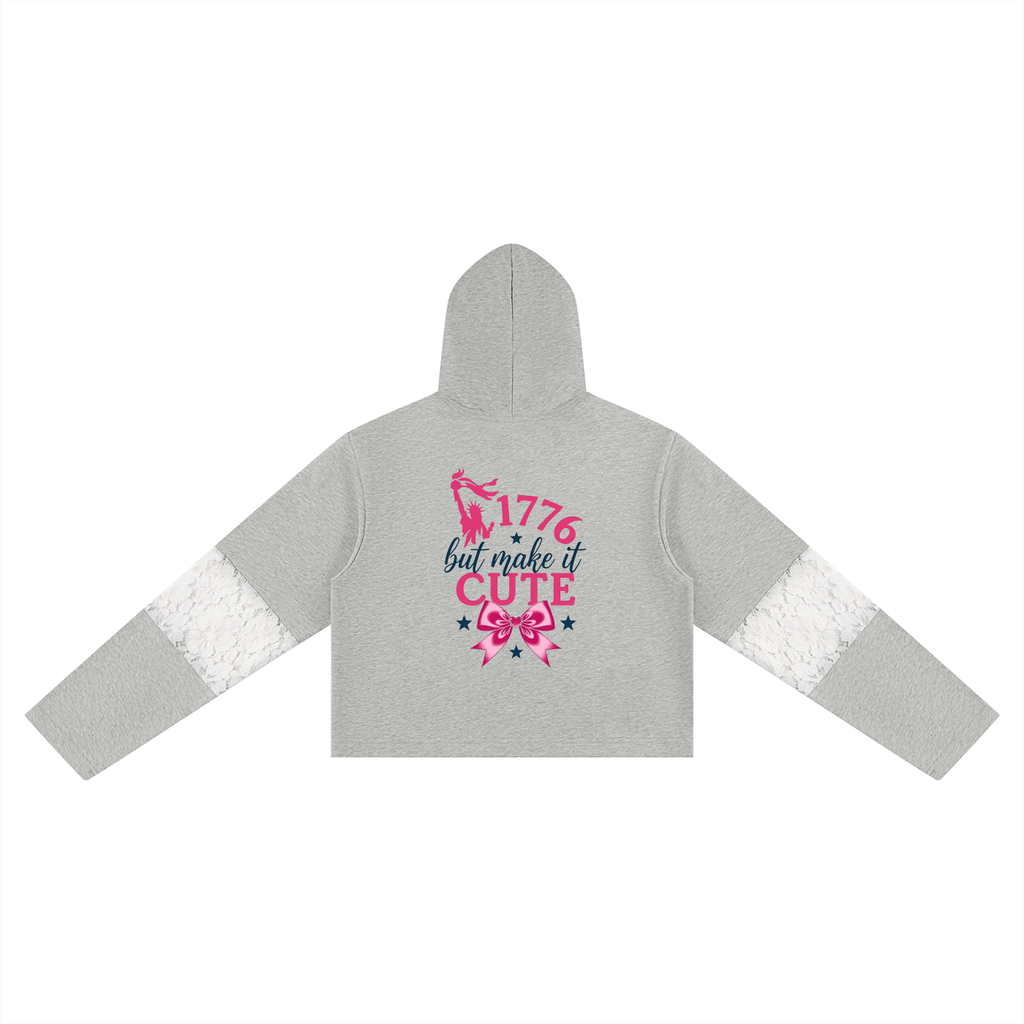 Women’s Cropped Lace-Panel Hoodie