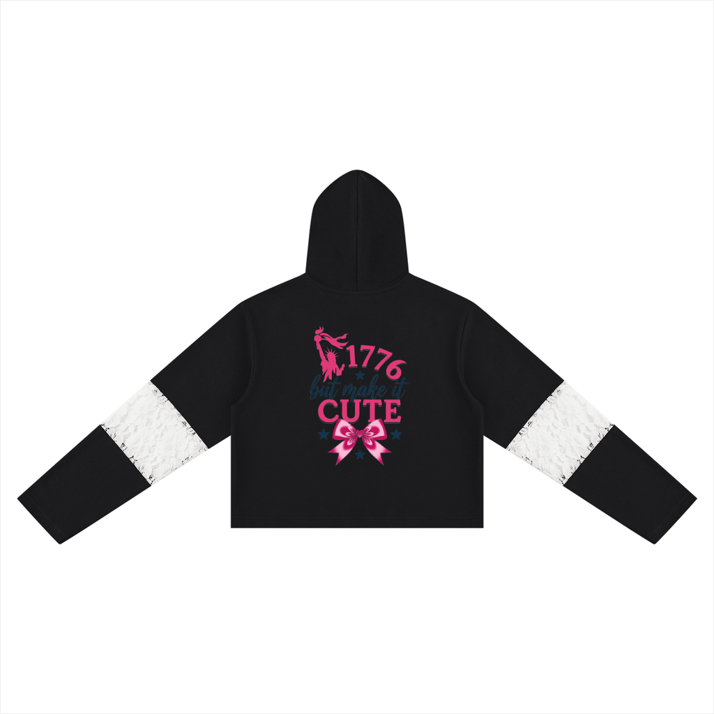Women’s Cropped Lace-Panel Hoodie