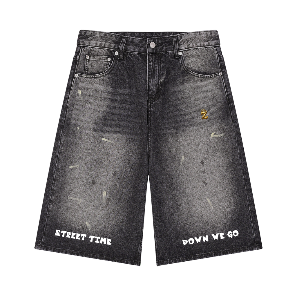 Men’s Vintage Wash Wide Leg Denim Shorts