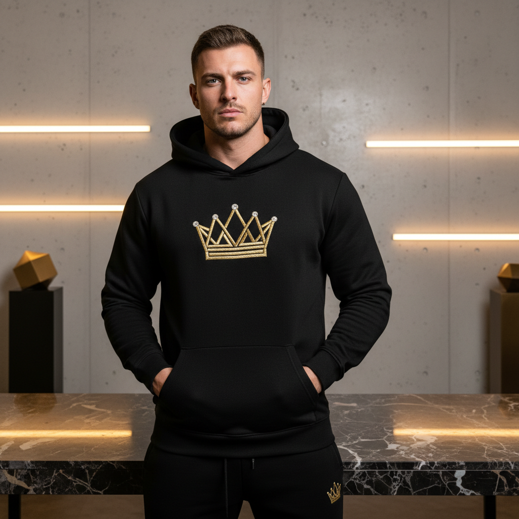 Royal Zak Gold Crown Hoodie - Premium Gold Streetwear Lifestyle